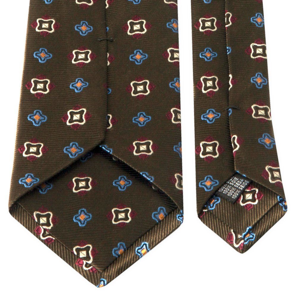 BGENTS Krawatte (8cm) Krawatte Seiden-Jacquard Breit Olive geometrischem Muster mit