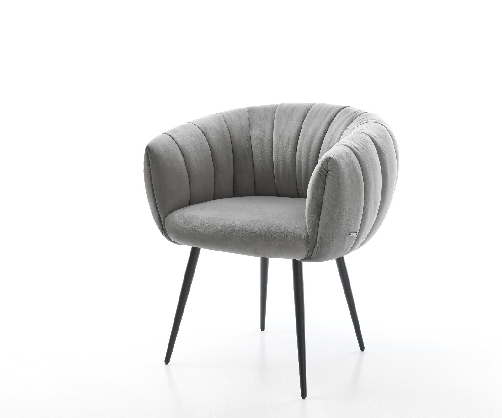 DELIFE Polsterstuhl Jada-Flex, 4-Fuß konisch Schwarz Samt Grau Taschenfederkern