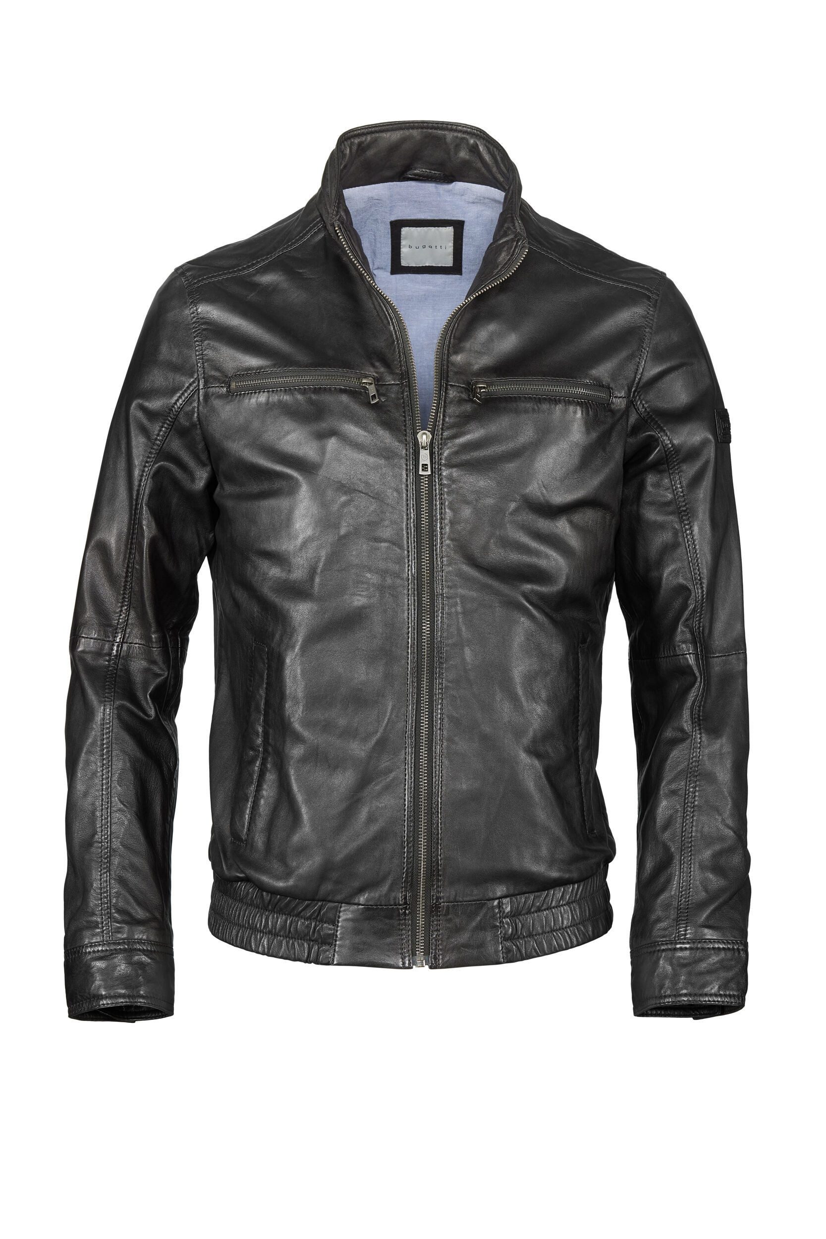 bugatti Lederjacke BUSASCHA (1-St) mit Stehkragen und Reisverschlüssen günstig online kaufen