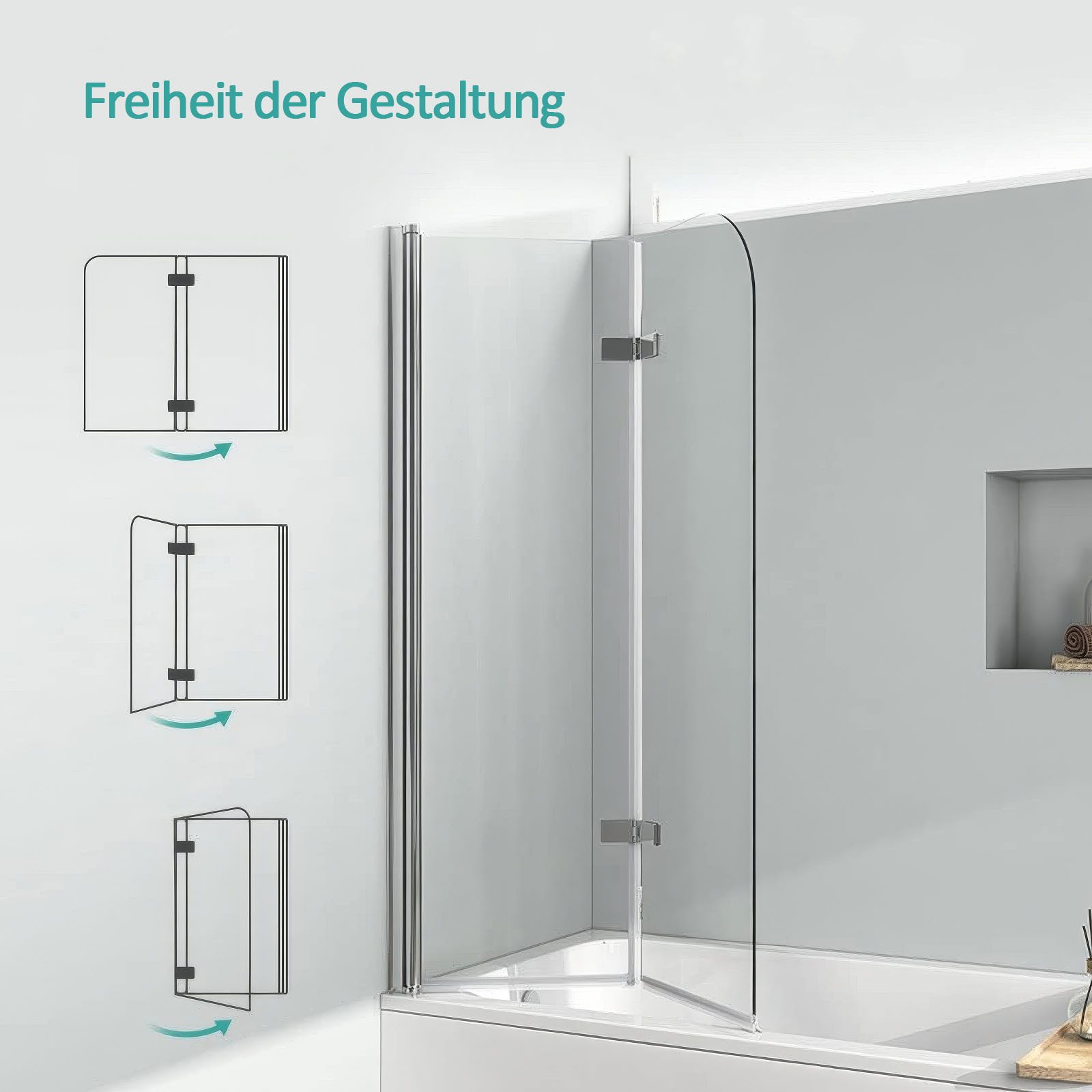 EMKE Badewannenaufsatz Duschwand für Badewanne,2-teilig Duschwand Faltbar S günstig online kaufen