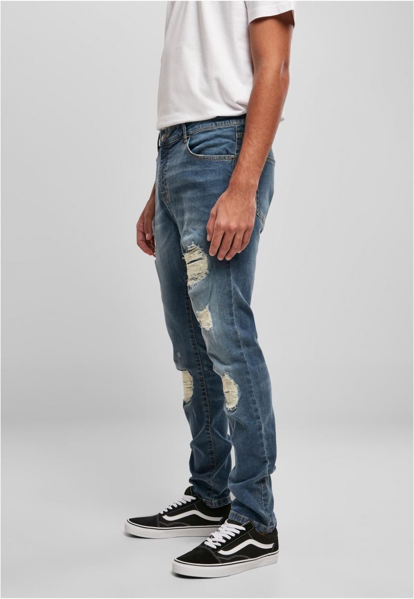 URBAN CLASSICS Funktionshose Heavy Destroyed Slim Fit Jeans