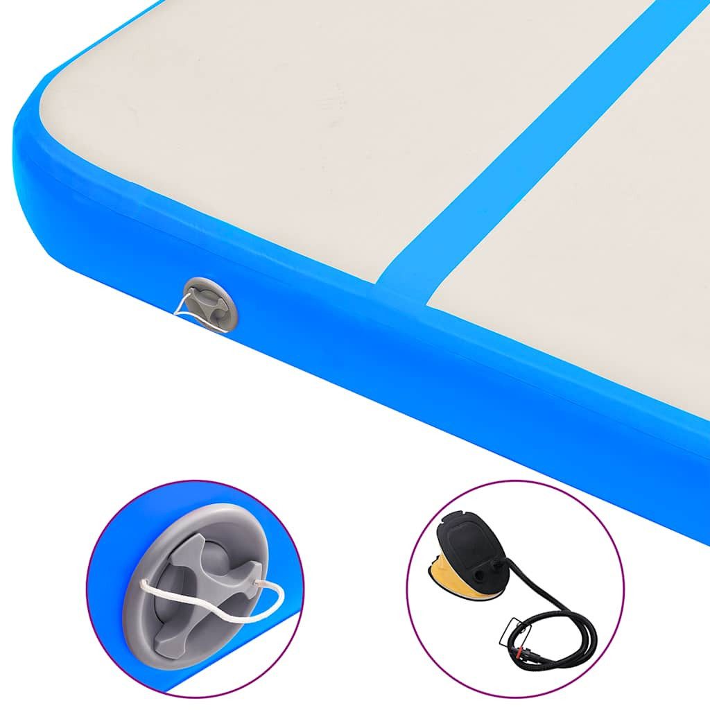 vidaXL Gymnastikmatte Aufblasbare Gymnastikmatte mit Pumpe 600x100x20 cm PVC Blau (1-St)