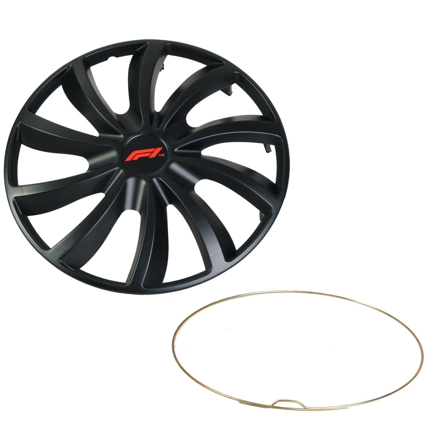 Formula 1 Wheel Trim Set 14 inch WC142 Matte Black, 14 in inch, (Set, 4-Piece) Design 4x Wheel Trim Covers Matte Universal R14 14"