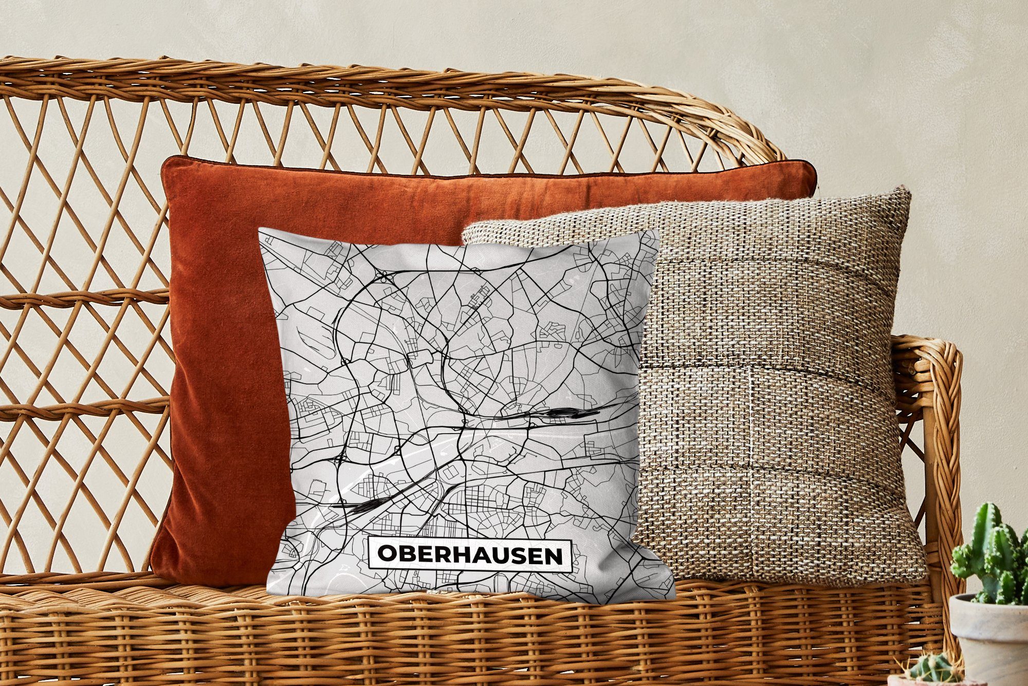Deutschland MuchoWow - Sofakissen Karte für Dekokissen Oberhausen, mit Wohzimmer, - Füllung Schlafzimmer, Stadtplan Zierkissen Deko, -