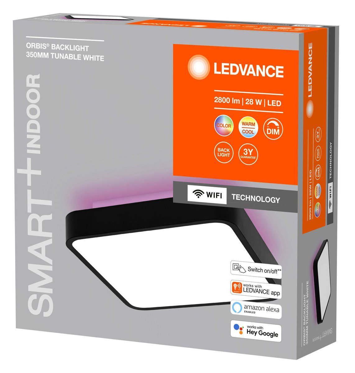 Ledvance LED Deckenleuchte Deckenleuchte, 350x350mm, WIFI RGB + dimmbar, 2800 lm, 28 W, IP20, Ledvance-AC314100055