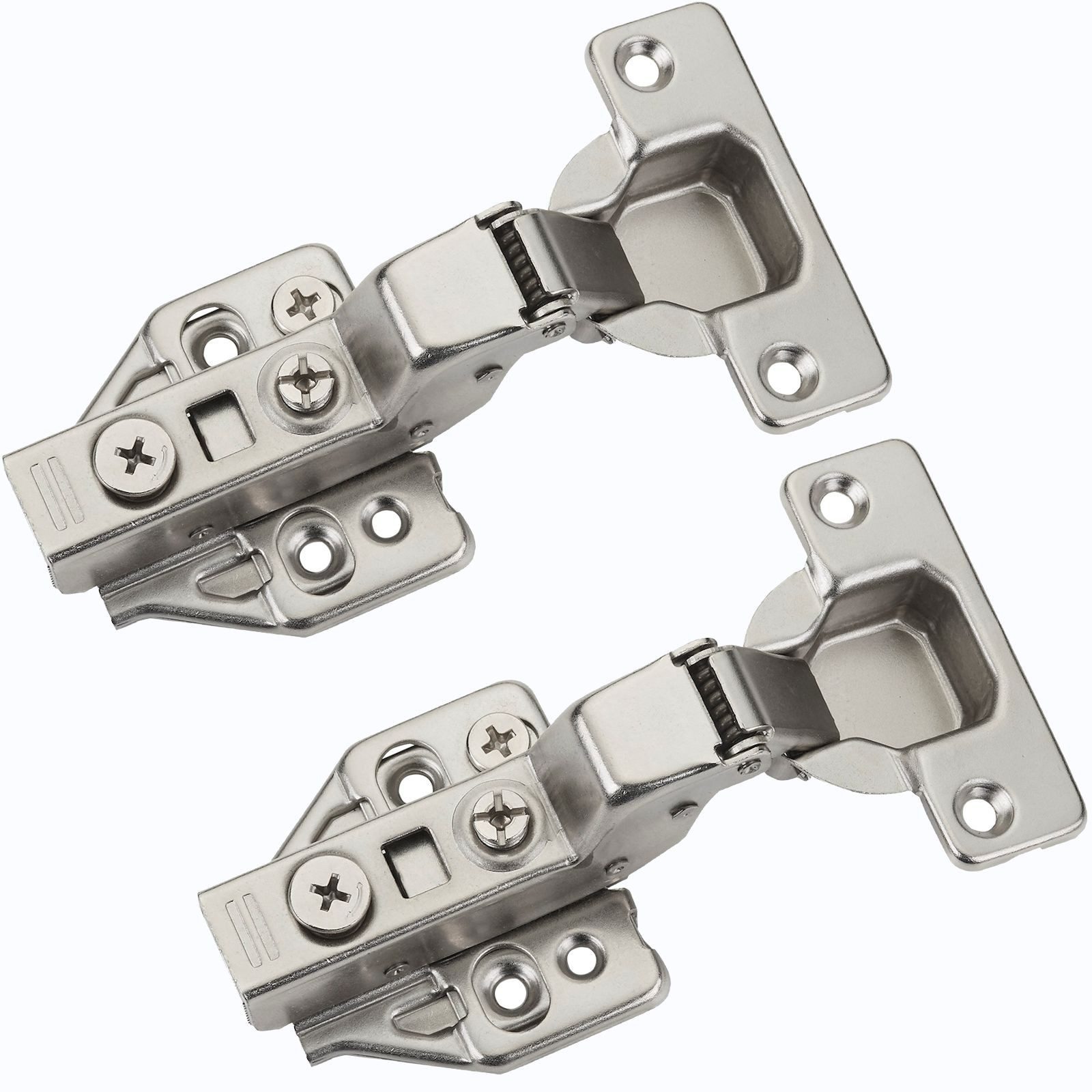 SO-TECH® Möbelbeschlag Topfband T48 105° inkl. Kreuzplatte mit Exzenterverstellung (2 St), Innenanschlag mit Dämpfer (Soft-Close) inkl. Montageplatten