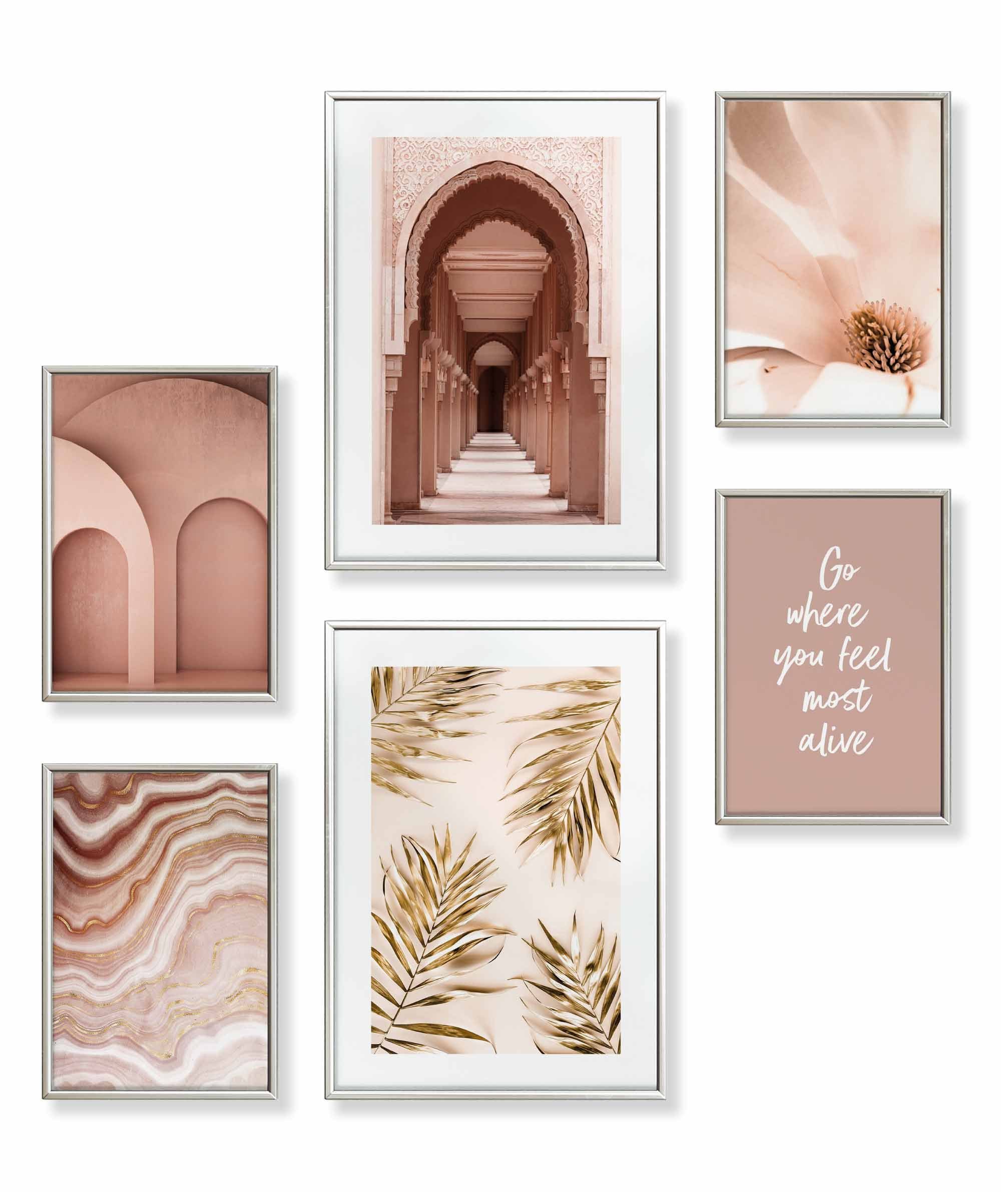 Poster Set als Wohnzimmer Deko, Bilder DINA3 & DINA4, Blume Architektur
