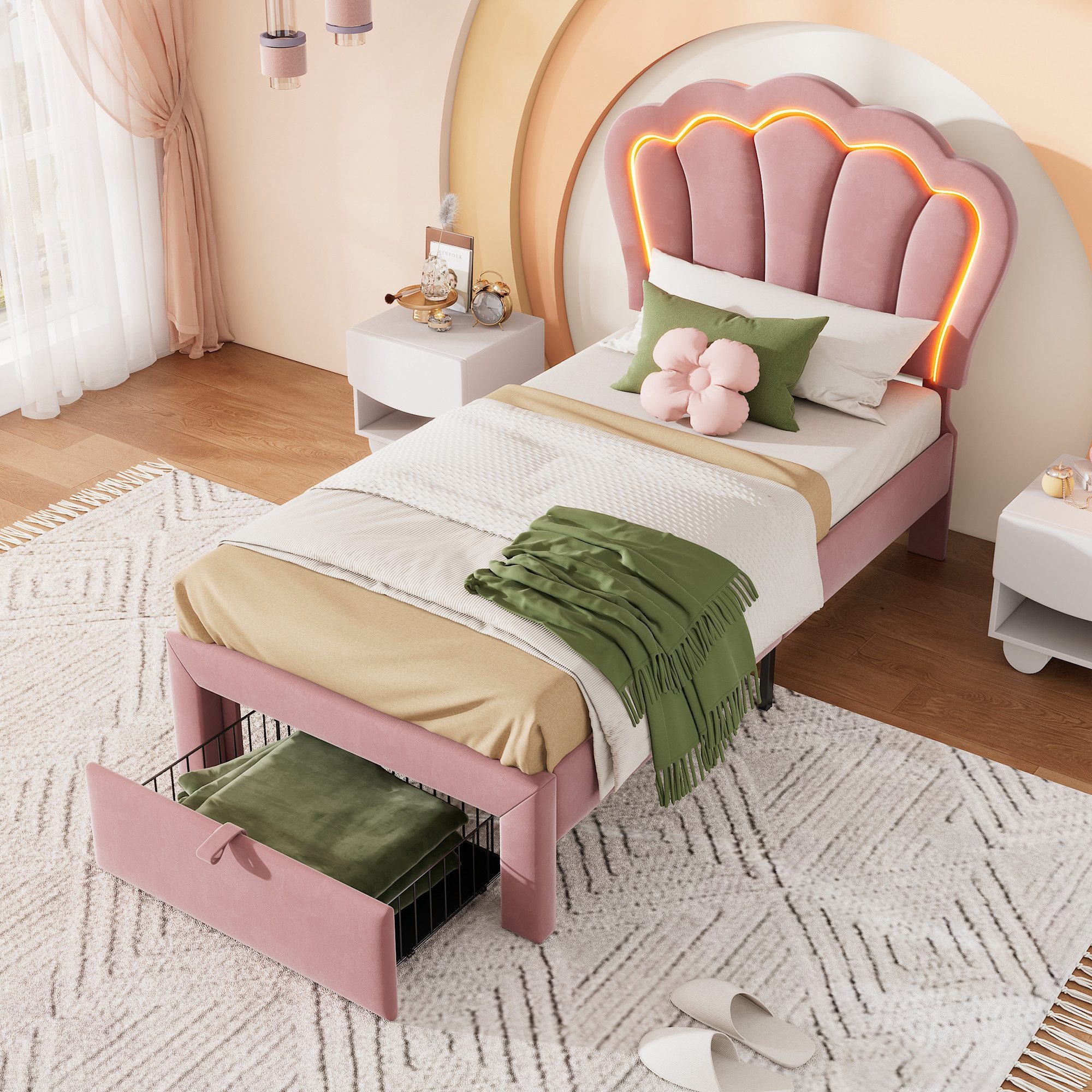 TavilaEcon Kinderbett Polsterbett Einzelbett mit Schubladen, günstig online kaufen