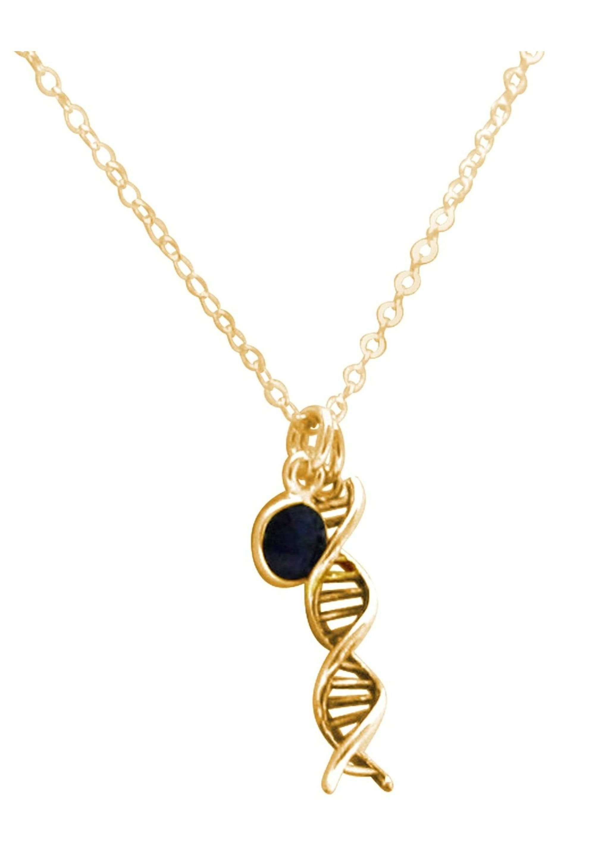 Molekül Kette - mit Saphir Helix Doppelt Spiral Gemshine Anhänger coloured DNA gold