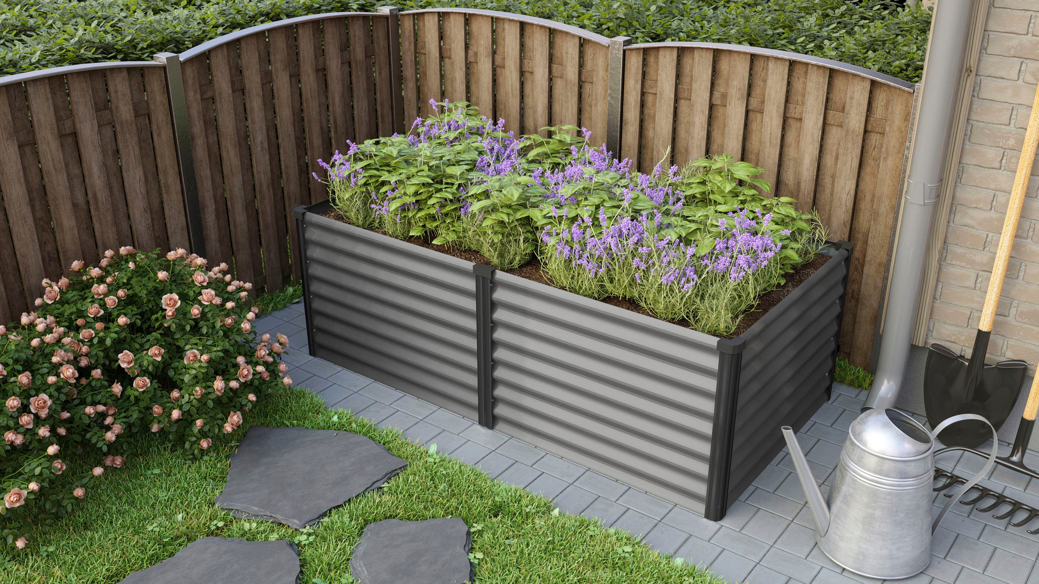 Vitavia Hochbeet Meta 630, BxTxH: 96x188x63 cm, granit/schwarz