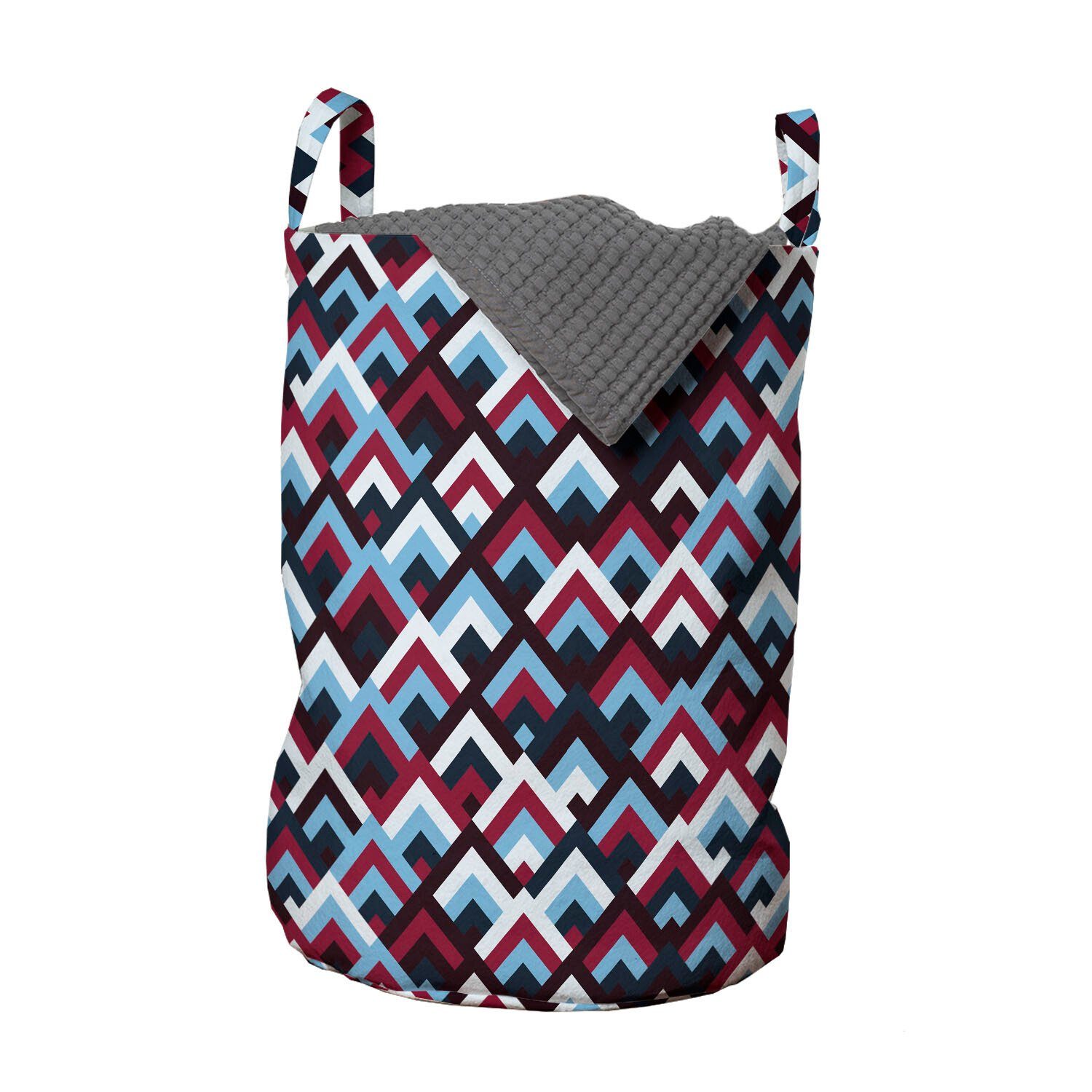 Abakuhaus Wäschesäckchen Wäschekorb mit Griffen Kordelzugverschluss für Waschsalons, Abstrakt Geometrische Dreieck-Form