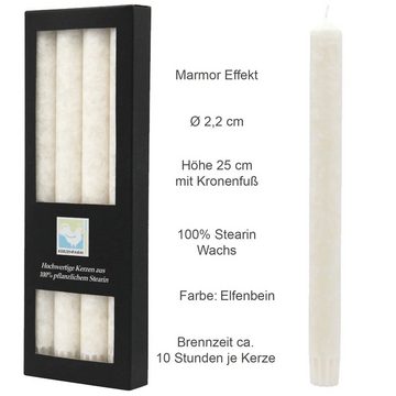 Kerzenfarm Hahn Tafelkerze Stearin-Stabkerze, 8er Pack (2x4 Stk), 22 x 250 mm, Elfenbein