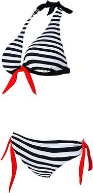 BlauWave Badeanzug Frauen Streifen TaillierteBademode Set Bikini (1-St., "Damen Bademode Set Bikini) Sommer-Badeanzug zum Schwimmen am Meer