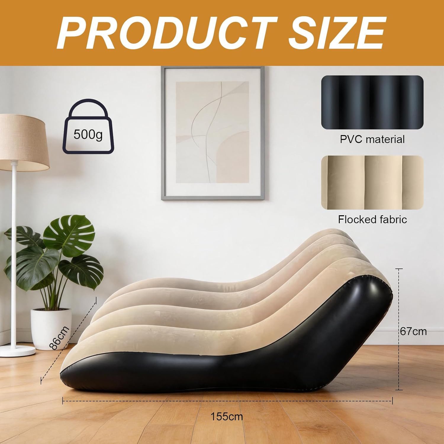 FELIXLEO Luftsessel Aufblasbares Sofa 155x86cm Luftsofa Wasserdicht Beflockt Outdoor, (1-tlg)