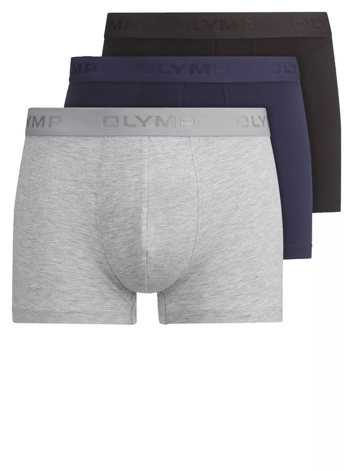 Olymp Boxershorts (Packung, 3-St., 3er) mit bedrucktem Markenlogo am Bund