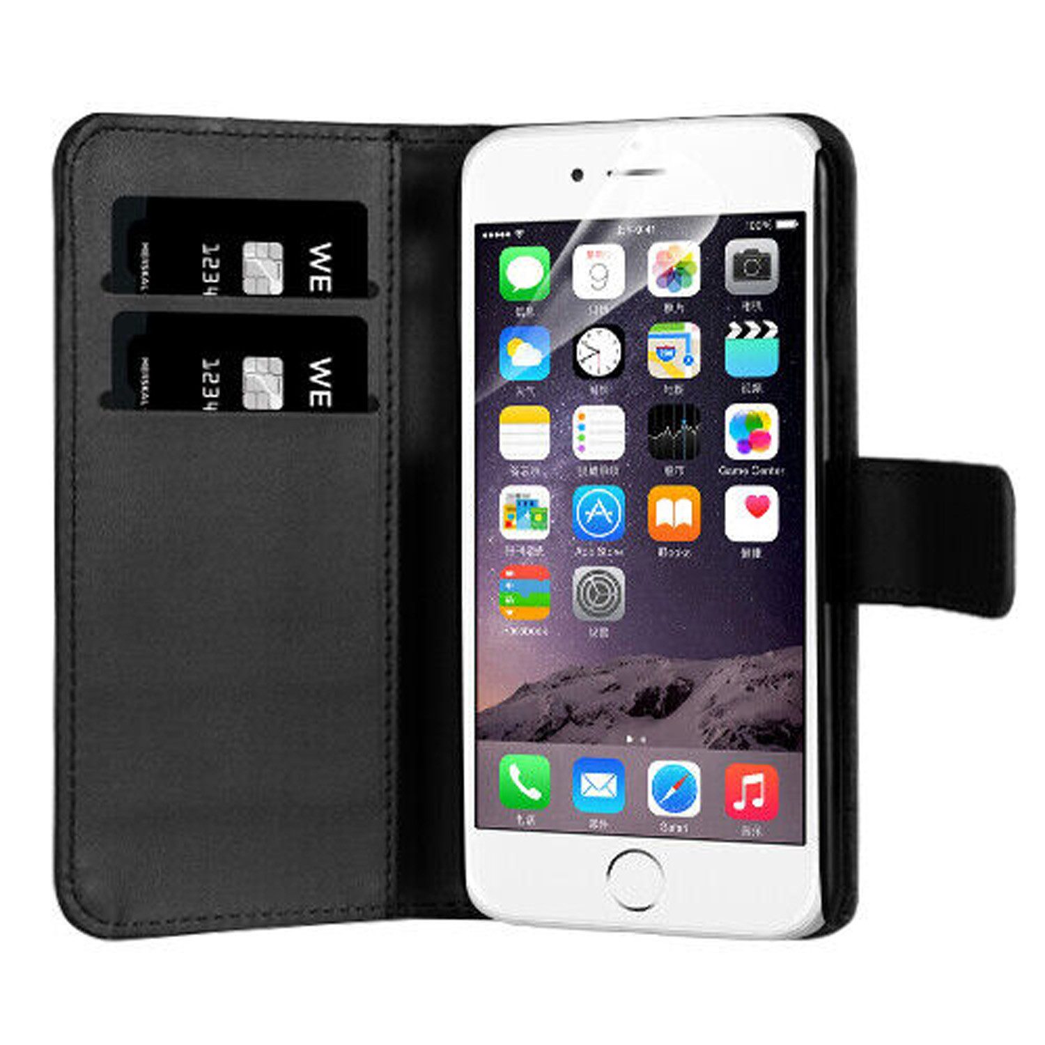 betterfon Handyhülle Leder Hülle für iPhone - Wallet Case Klapphülle, 3 Kartenfächer, Magnetverschluss & Standfunktion im Lederlook