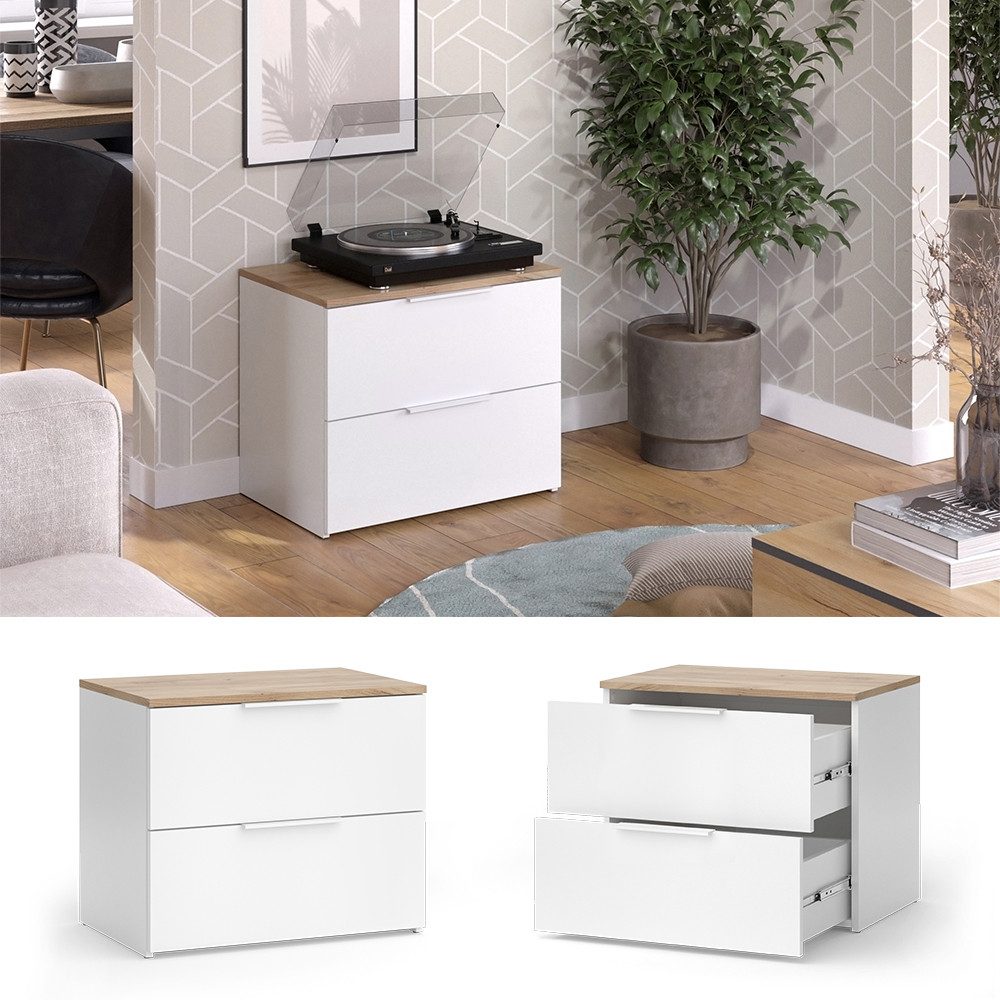 Vicco Kommode Wido, Weiß/Sonoma/Sonoma, 60 x 50 cm mit Tür (1 St)