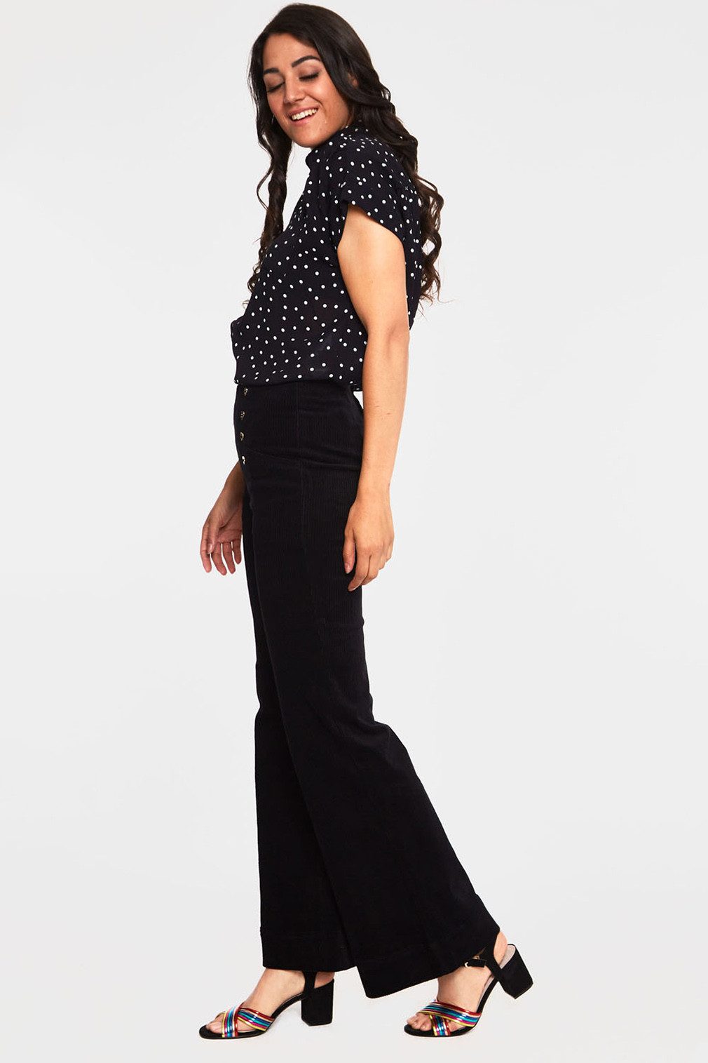 Voodoo Vixen Schlaghose Blith Black Vintage Trousers 60er Jahre Stil