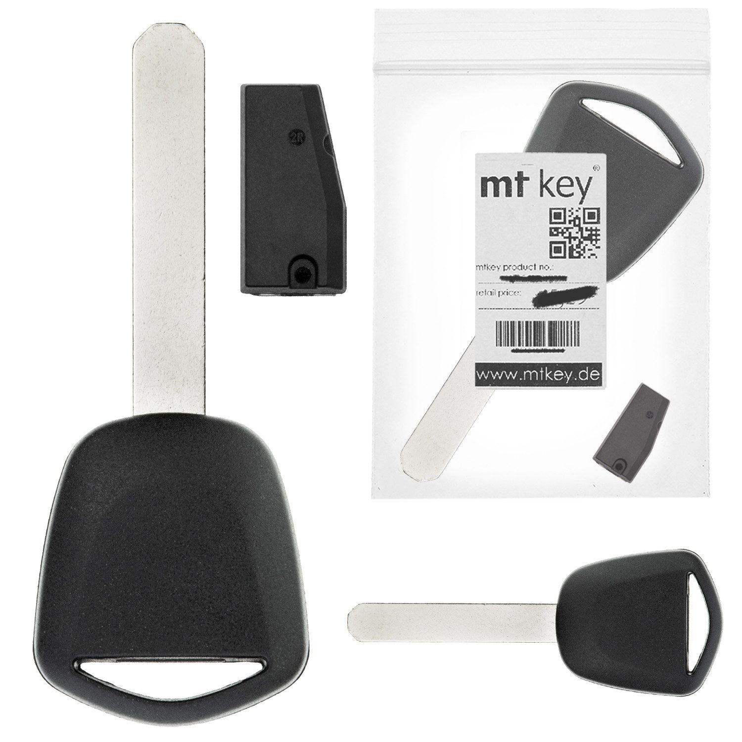 mt-key Schlüsseltasche Auto Zünd Schlüssel Rohling HON66 + ID46 Transponder (Set), für Acura Csx (06-11); Mdx (07-13); Rdx (07-12); Tl (AB 07); Tsx (