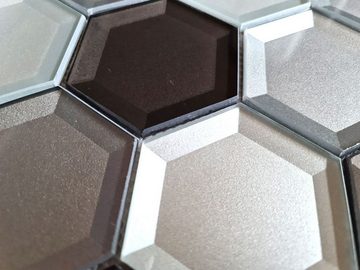 Mosani Mosaikfliesen Glasmosaik Mosaikfliese hexagonal 3D-Optik