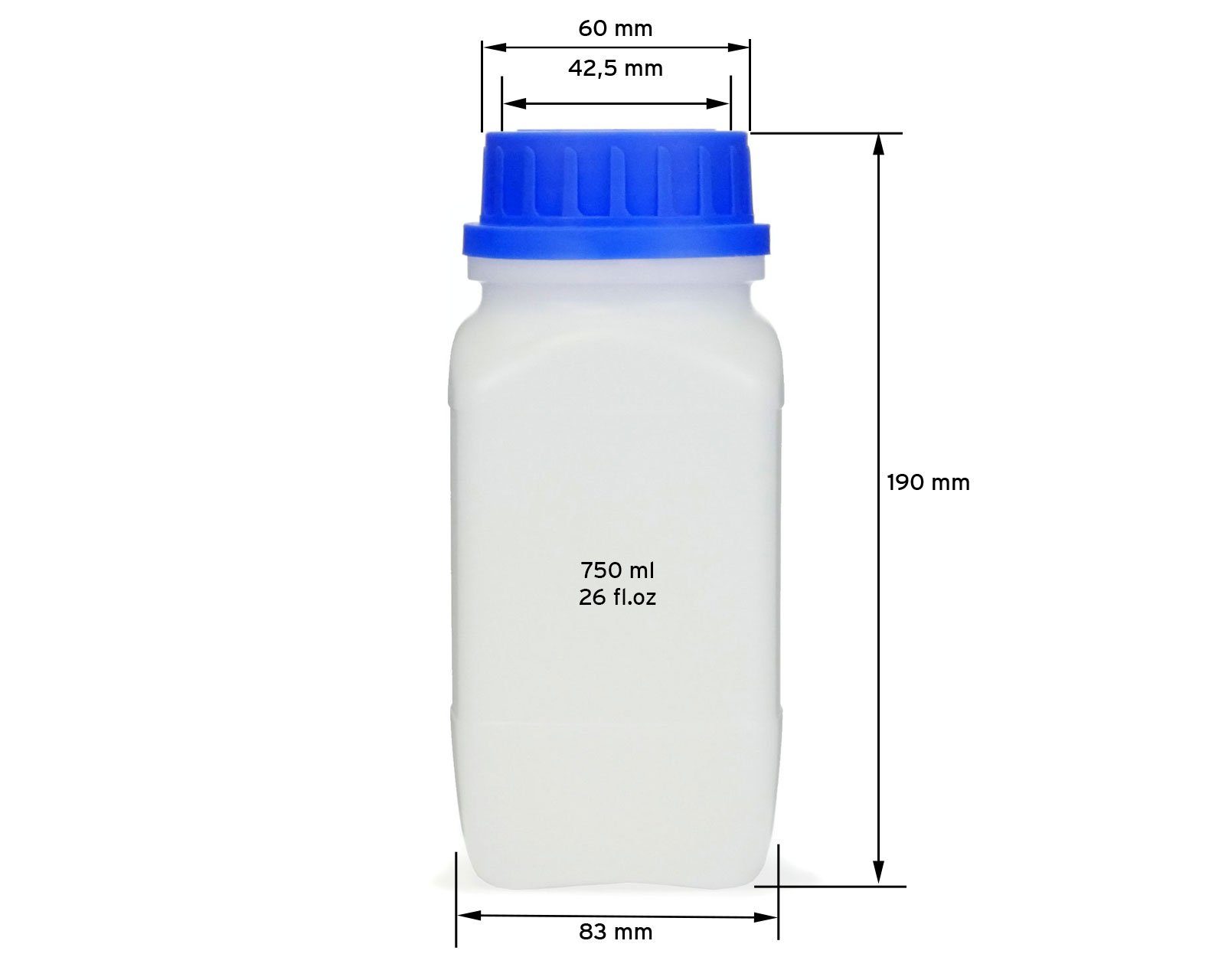 10x Deckel, blauem St) naturfarben, (10 mit vierkant, 750 ml Weithals-Flaschen Kanister OCTOPUS