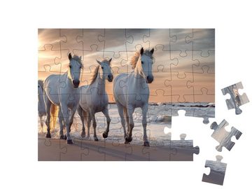 puzzleYOU Puzzle Die weißen Pferde der Camargue, Frankreich, 48 Puzzleteile, puzzleYOU-Kollektionen Tiere, 200 Teile, Schwierig, 500 Teile