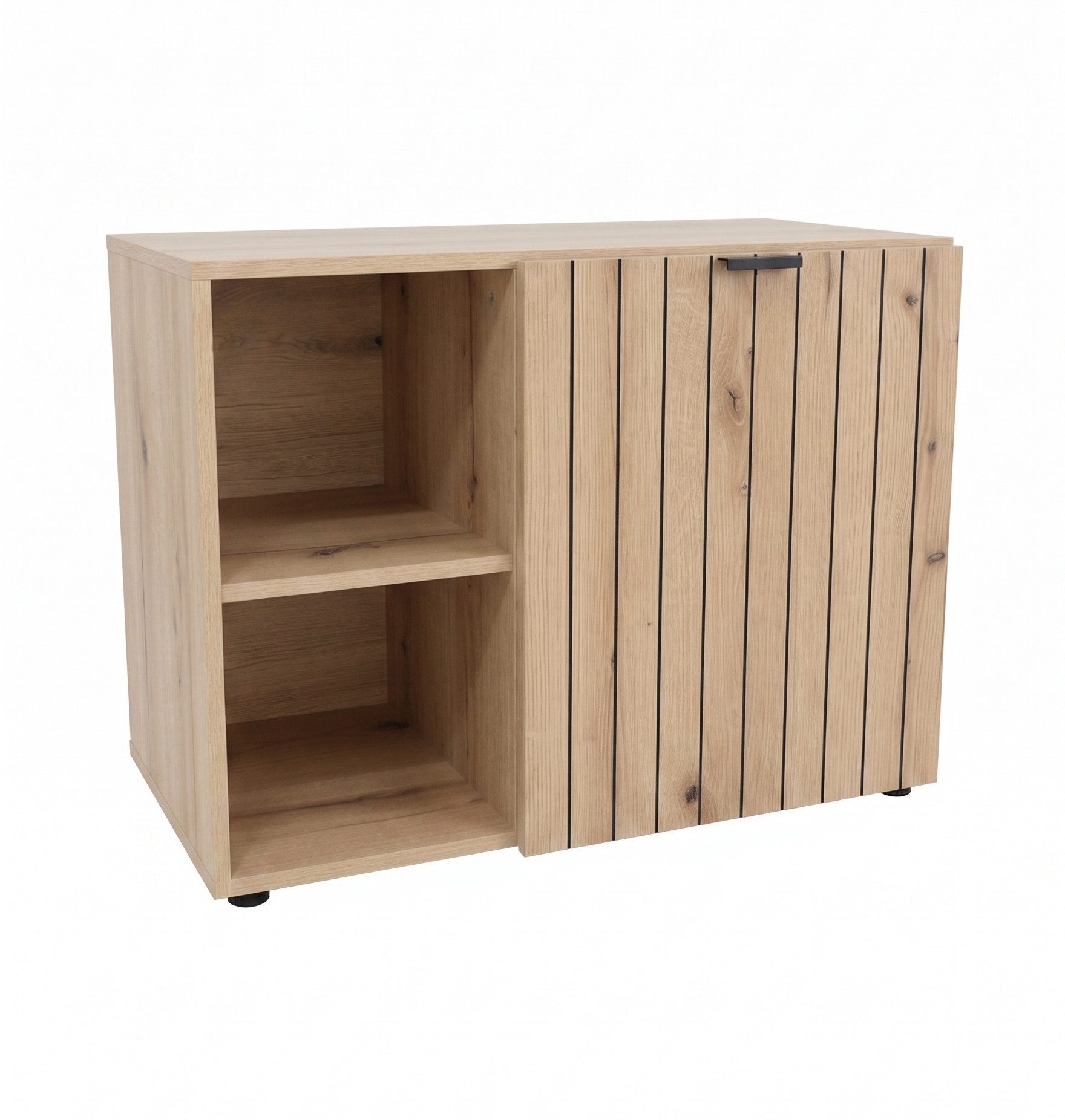 welltime Waschbeckenunterschrank Amrum Breite 80 cm dekorative Lamellenoptik