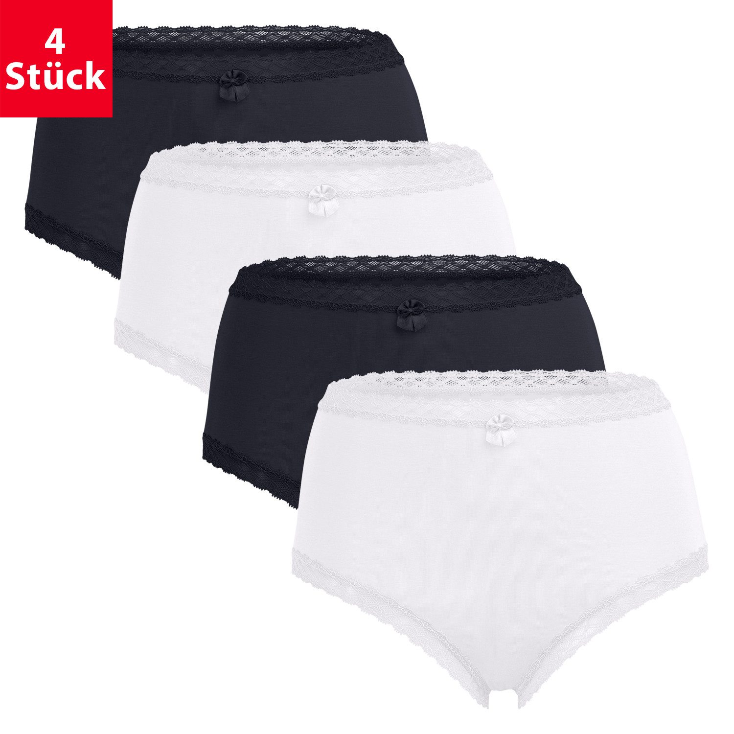 celodoro Taillenslip Damen Modal Eco Taillenslip (4er Pack) Maxi-Slip mit Spitze