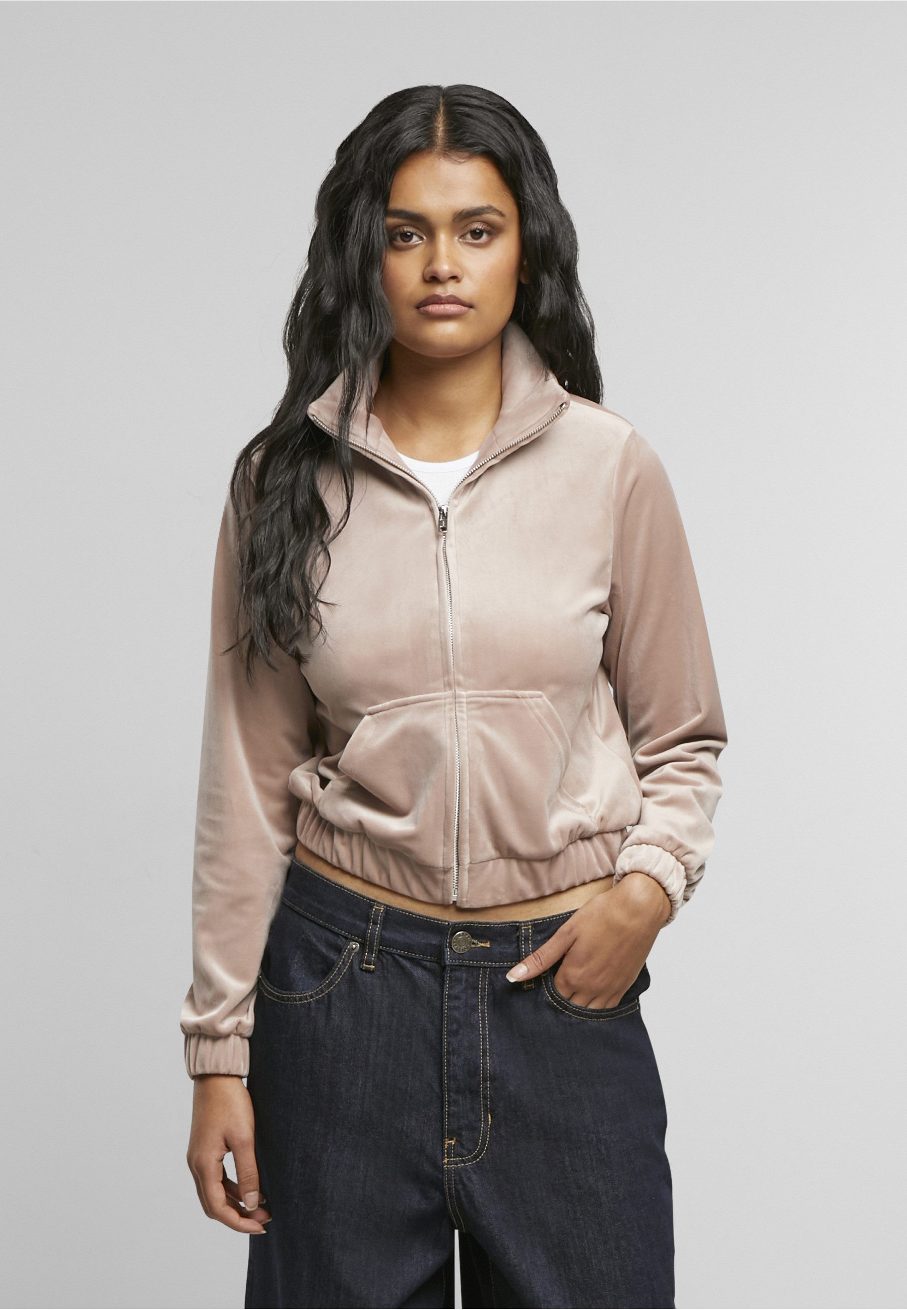 URBAN CLASSICS Langmantel Urban Classics Ladies Short Velvet Track Jacket