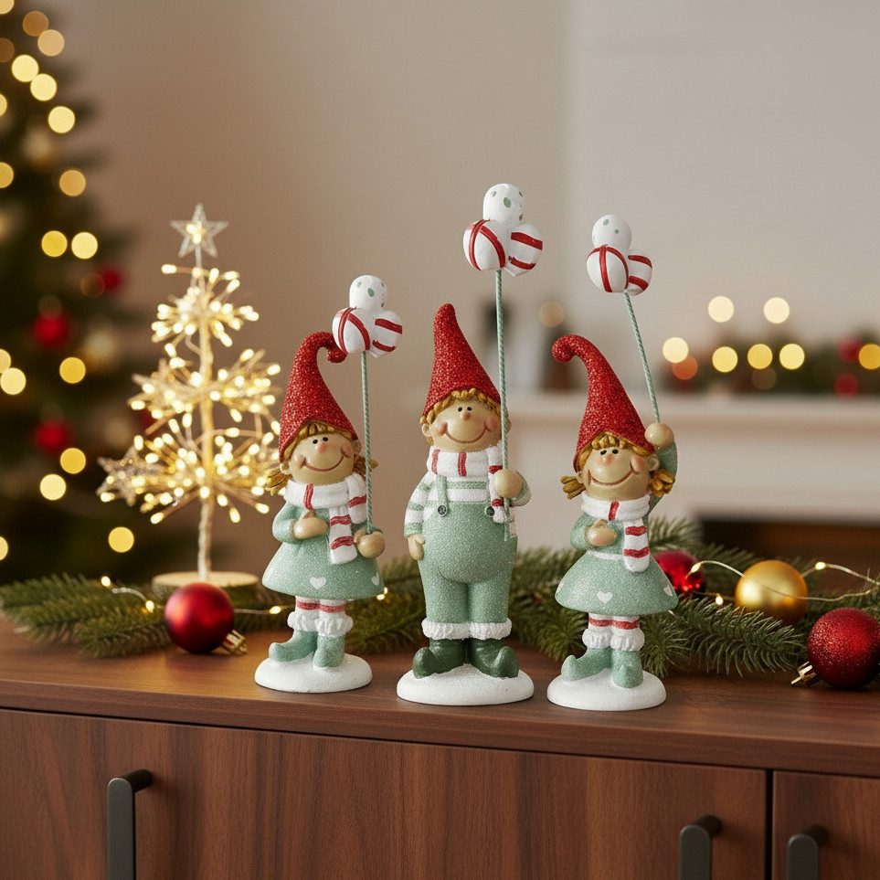 MF Weihnachtsfigur Weihnachtsfiguren Glitzerwichtel Jollytime 3er Set handbemalt 11cm (3 St)