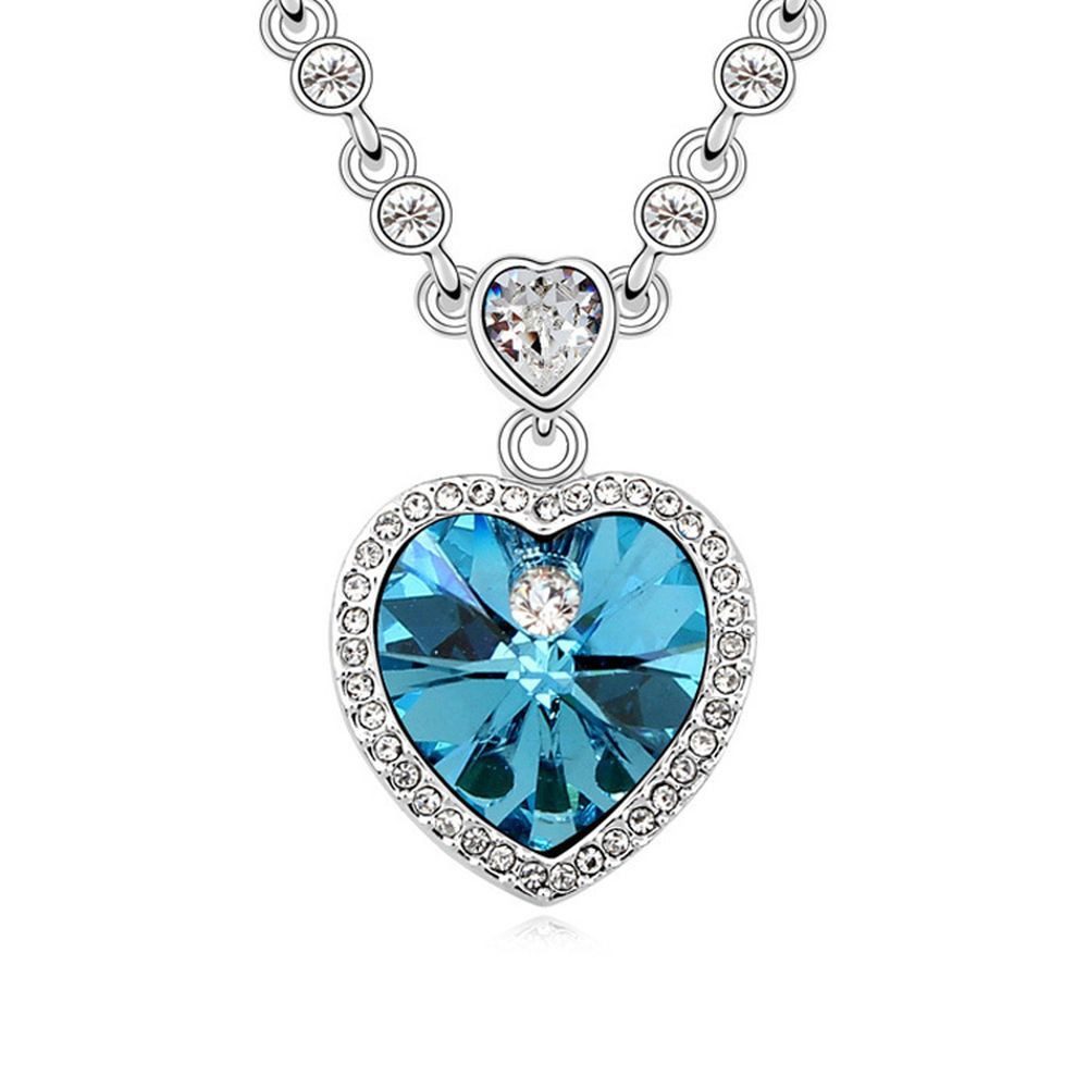 Ketten-Set Kette Blue Heart Kristall Silber aus Messing Damen