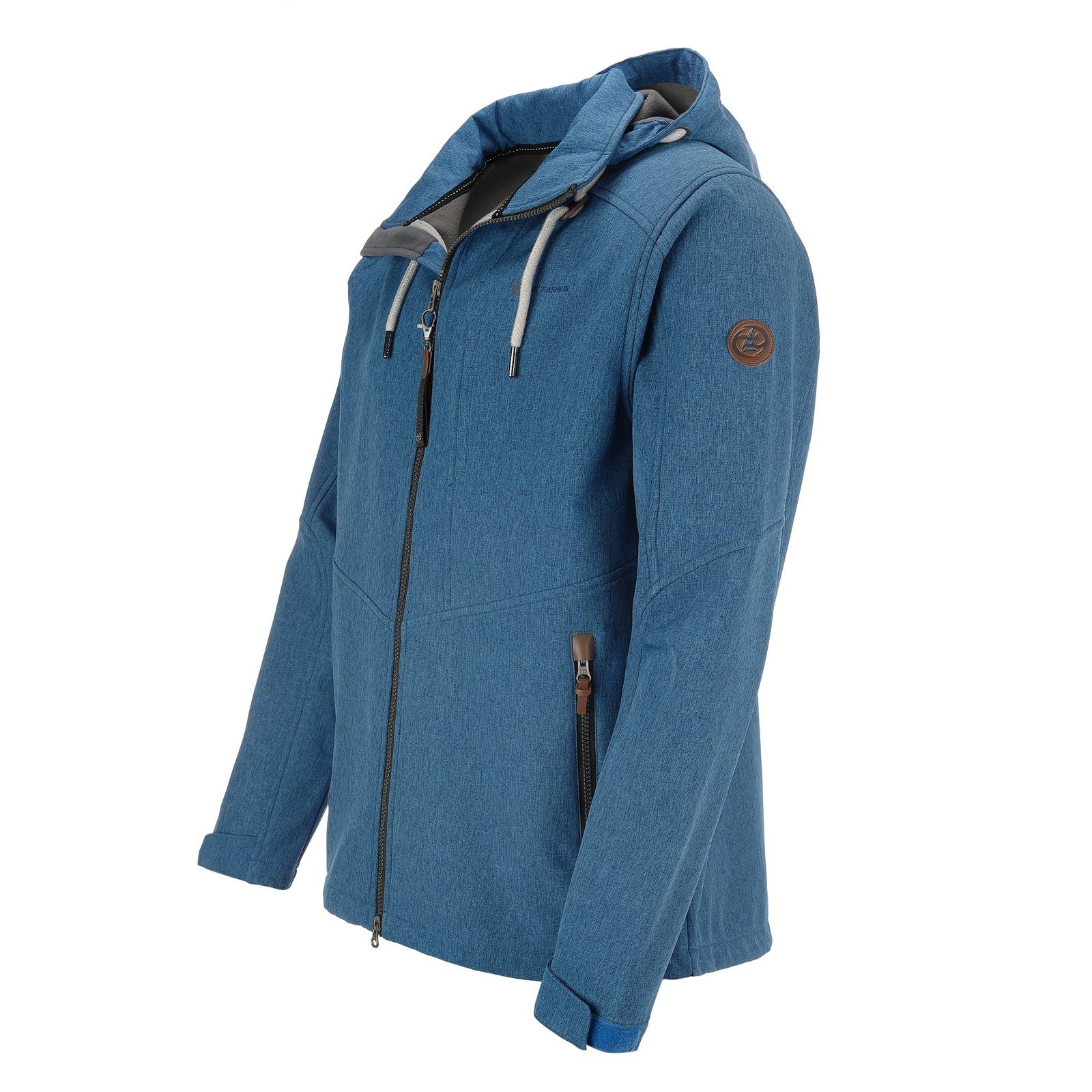 Dry Fashion Softshelljacke Eckernförde Herren Jacke Eckernförde Meliert mit Fleece-Innenfutter und Kapuze
