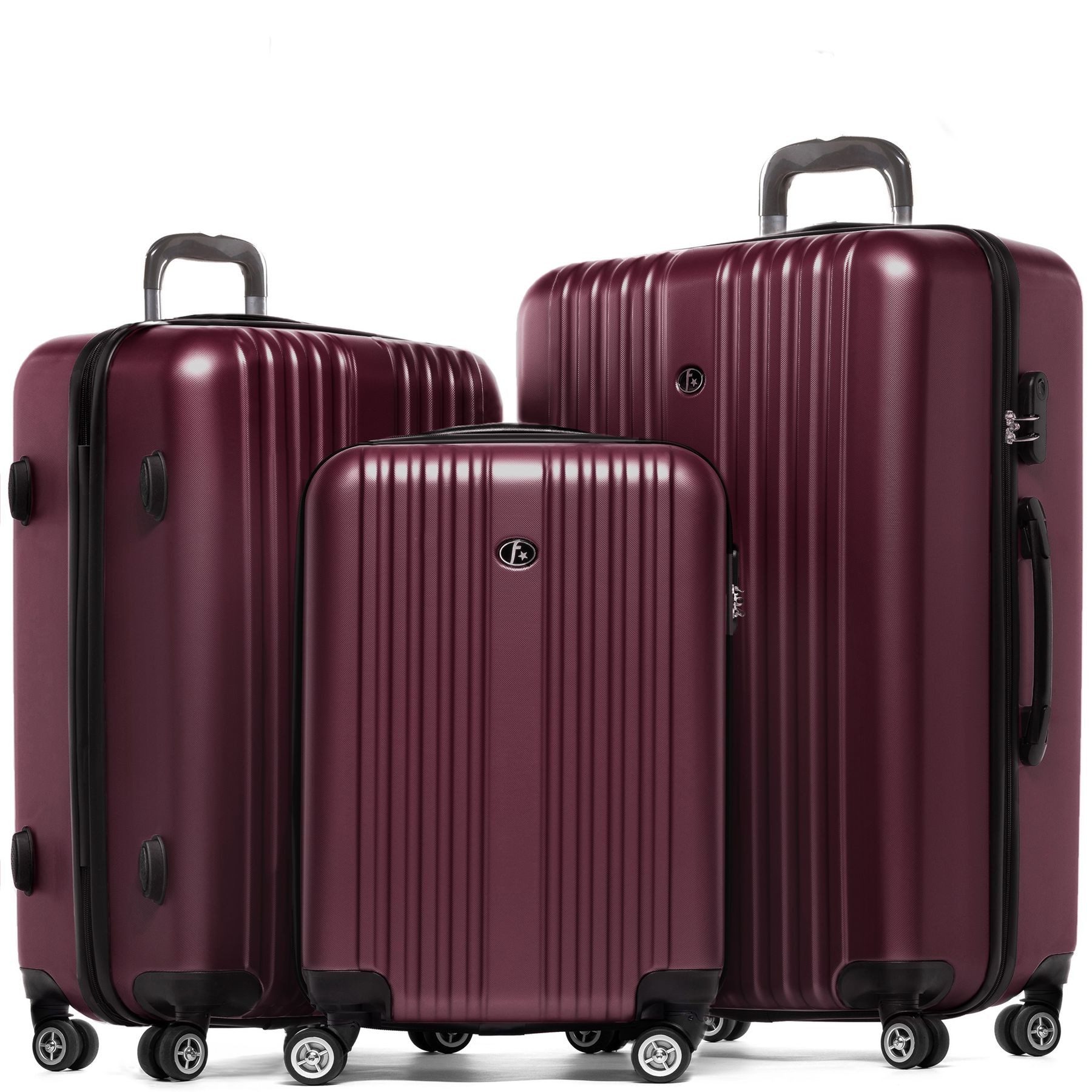 FERGÉ Kofferset Hartschale 3 teilig Koffer Set TOULOUSE, 4 Rollen, (3er Kofferset stabil und leicht mit Zahlenschloß, 3 tlg., Hartschalen-Trolley Set 3 Größen Handgepäck Koffer M XL), Trolley 3er Koffer Set, Reisekoffer 4 Rollen, Premium Rollkoffer