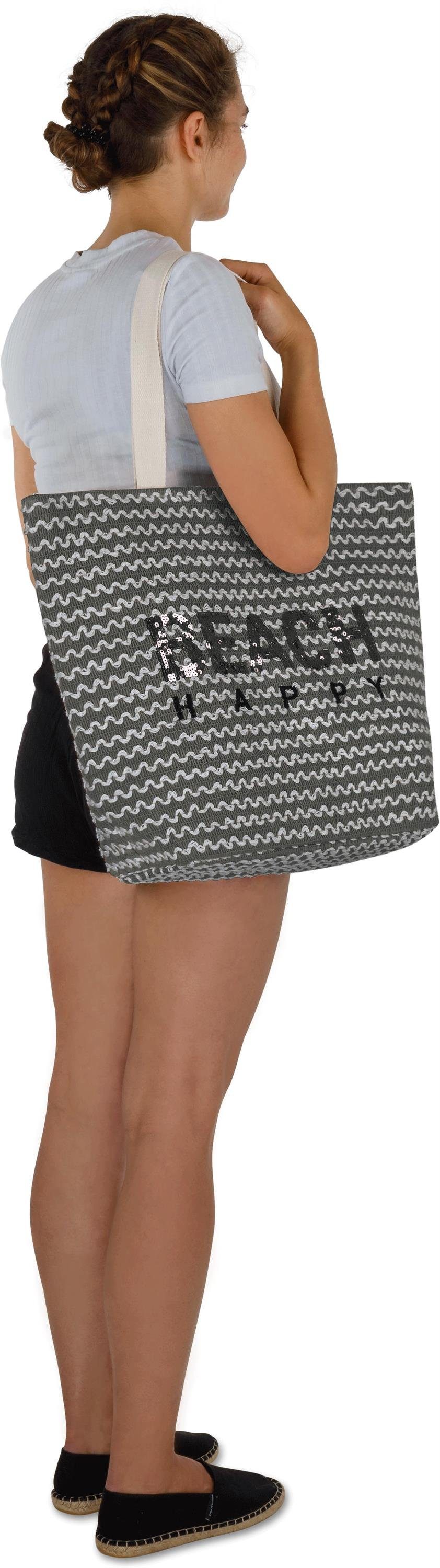 normani Strandtasche Große Strandtasche Meeru, XXL Schultertasche mit Reißverschluss und wasserdichten Innetasche