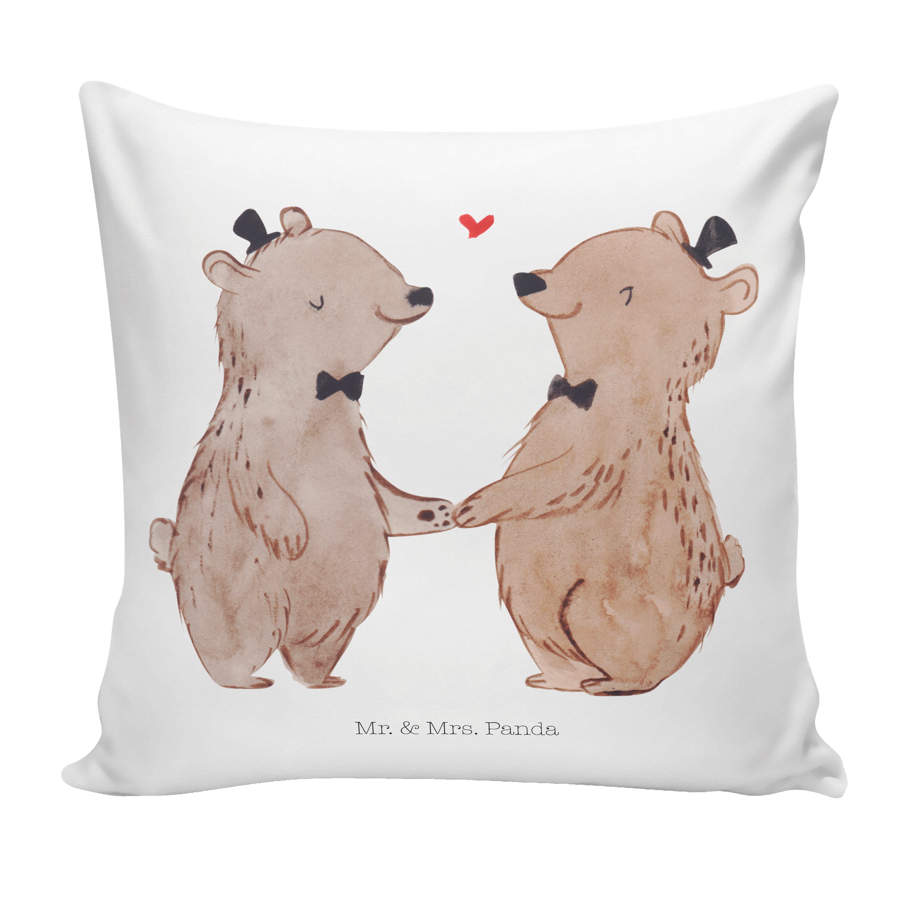 Mr. & Mrs. Panda Dekokissen Bären Pärchen Gay Pride - Weiß - Geschenk, Hochzeit, Hochzeitskarte