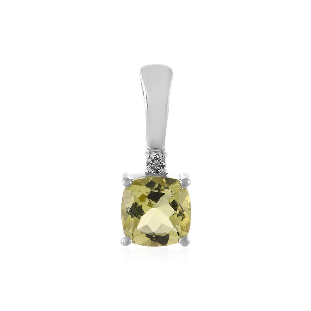 Cavill Kettenanhänger Limonen-Quarz 1,40 ct mit weißem Topas, 925 Silber platiniert (1-tlg)
