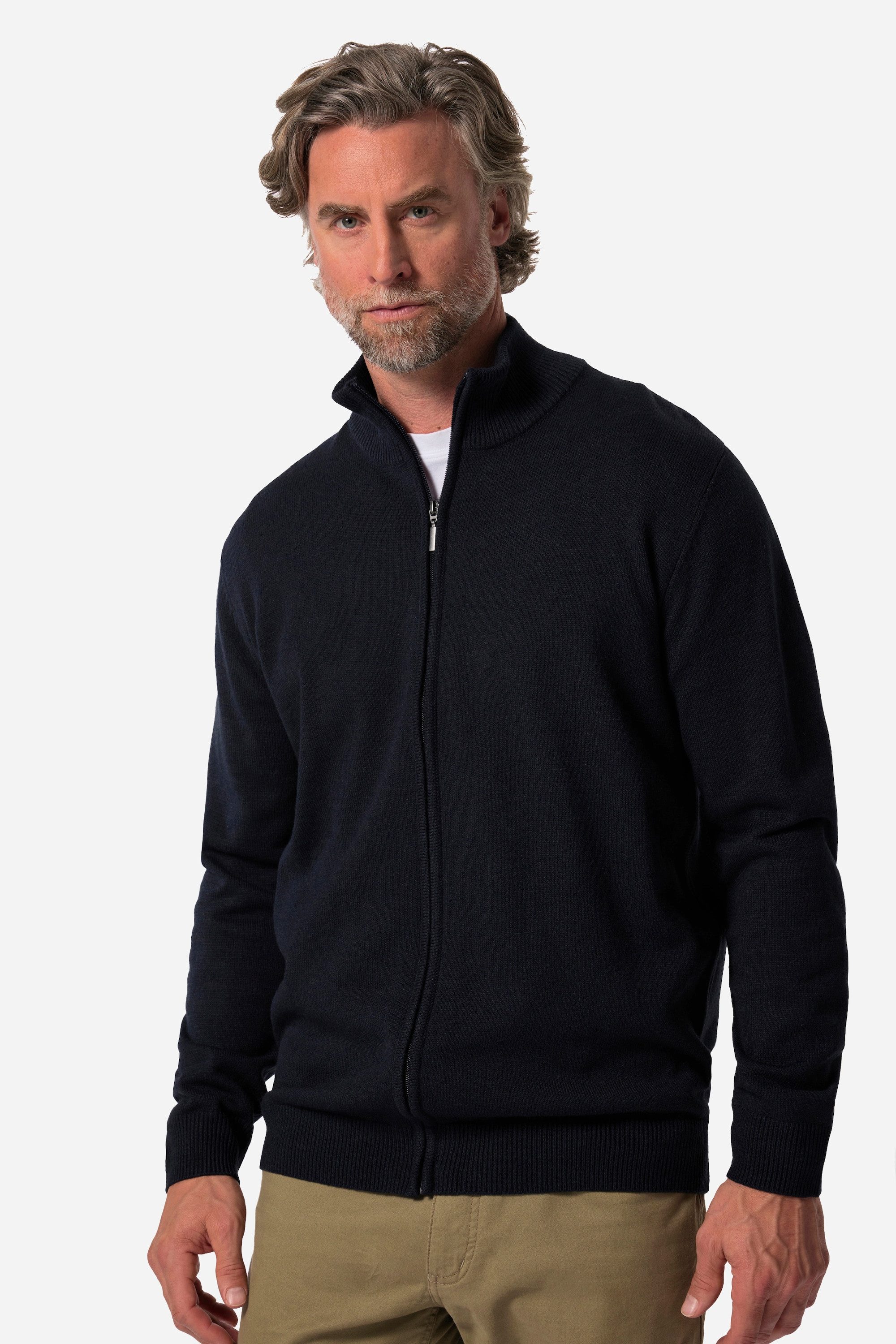 Poloshirt Strickjacke Langarm Stehkragen