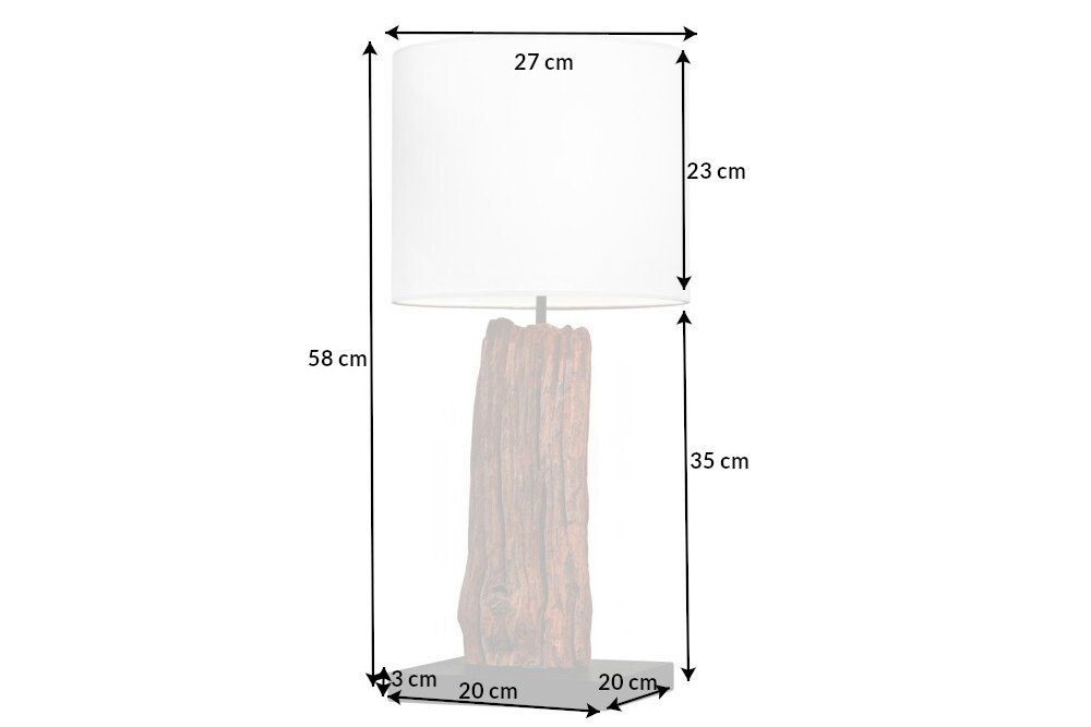 · · 60cm Massivholz Tischleuchte Wohnzimmer Lampenschirm · ohne weiß, Leuchtmittel, ROUSILIQUE / Baumwolle · natur Ein-/Ausschalter, riess-ambiente Handarbeit mit