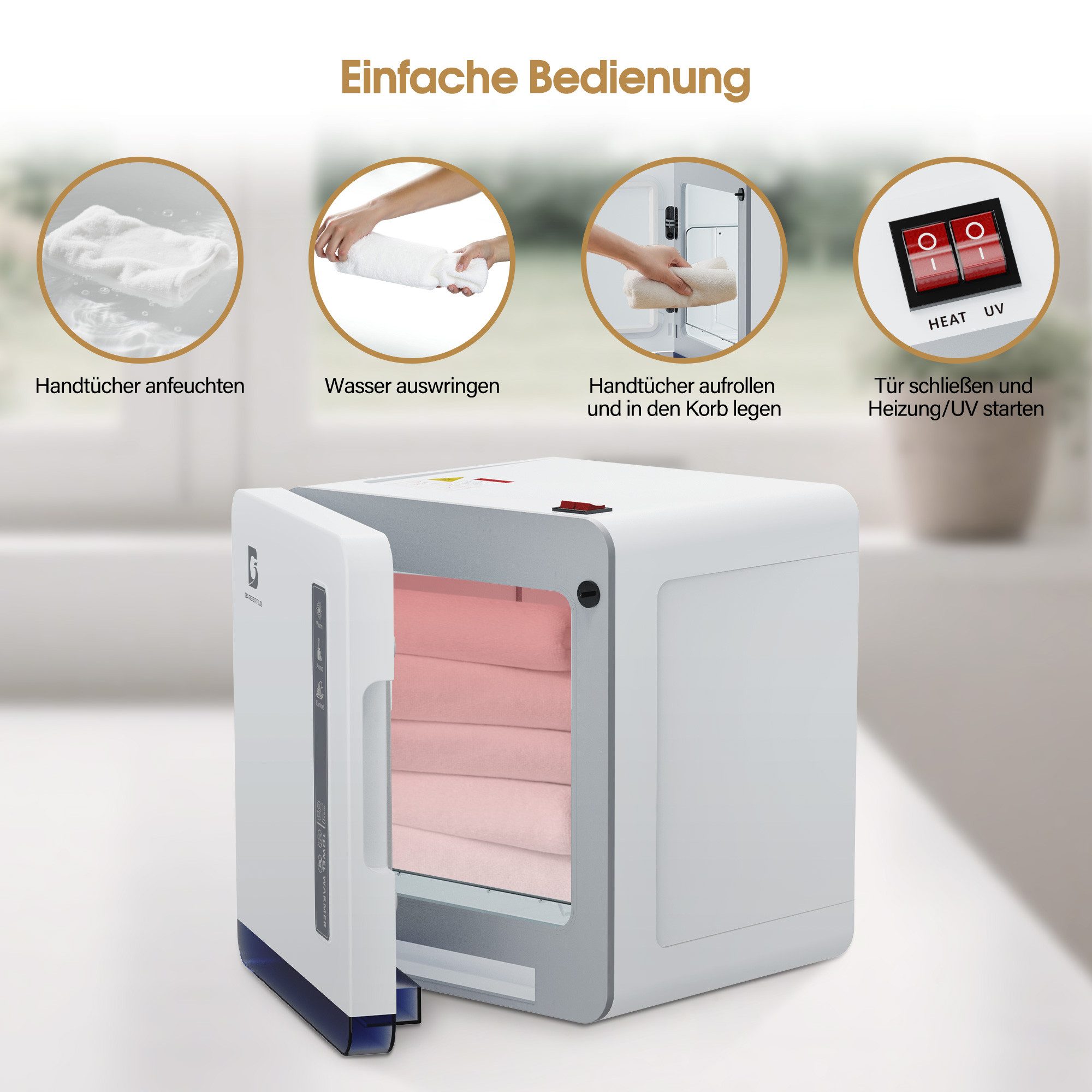 Barberpub Badheizkörper BarberPub Handtuchwärmer mit UV Sterilisator Elektrisch HW208, UV Sterilisator, 8L Handtuchheizkörper, Platz für24 Handtücher – Bild 5 von 5
