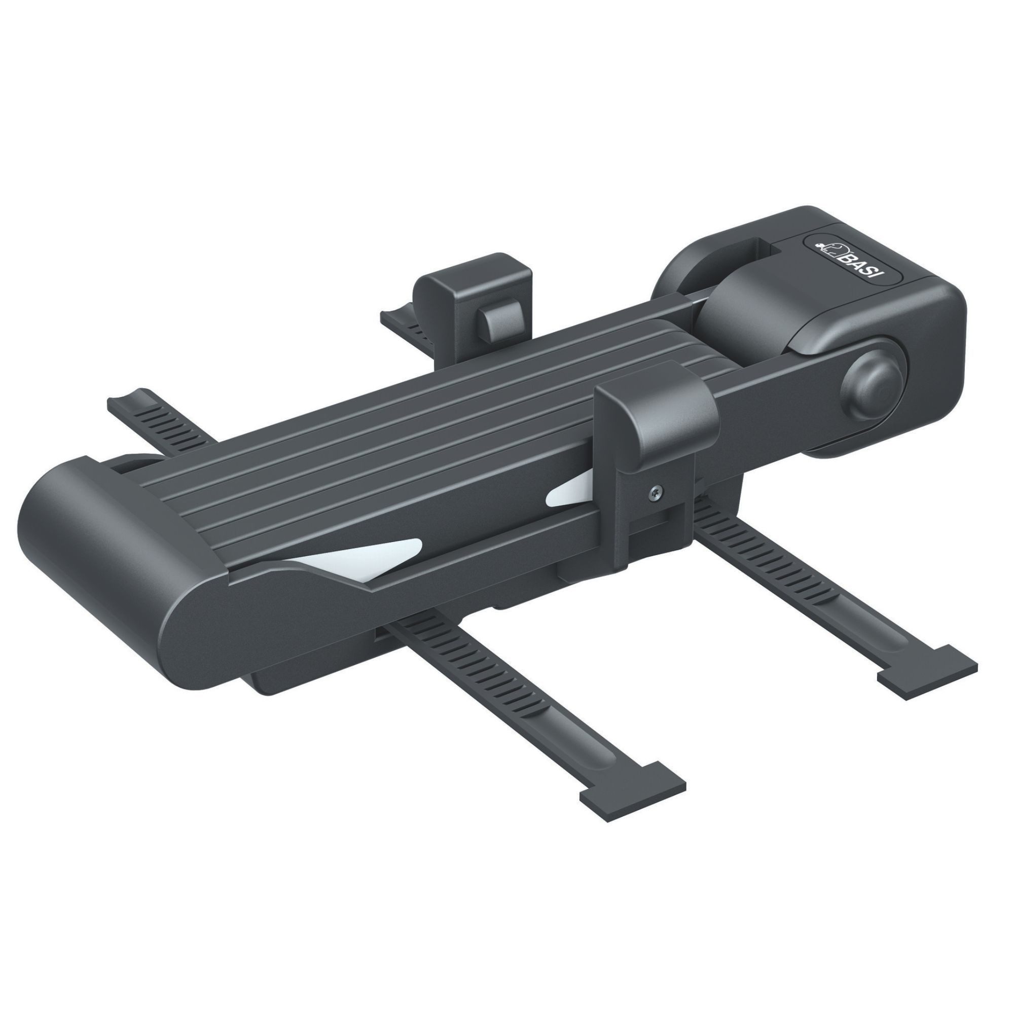 BASI Faltschloss Fahrradschloss mit Rahmenhalterung (Packung) 6 Stahlglieder, Kratzschutz, Gesamtlänge 95 cm, Halterung, 2 Schlüssel