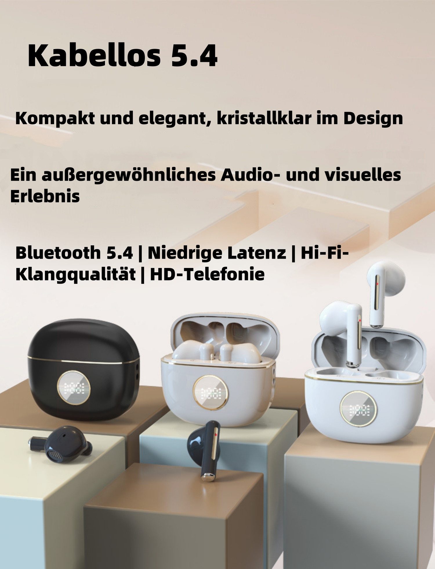 ibettertec Bluetooth Kopfhörer,Kopfhörer Kabellos Bluetooth 5.3 In Ear Kopfhörer Bluetooth-Kopfhörer (In-Ear-Kopfhörer AMA derselbe Bestseller Mikrofon,2025 Neue Kabellose Kopfhörer Noise Cancelling Earbuds mit 40H Deep Bass,USB-C,IP7 Wasserdicht Ohrhörer, IPX7 wasserdichte Ohrhörer,Tiefer Bass,Bluetooth Kopfhörer, Open Ear Kopfhörer, In Ear Ohrhörer)