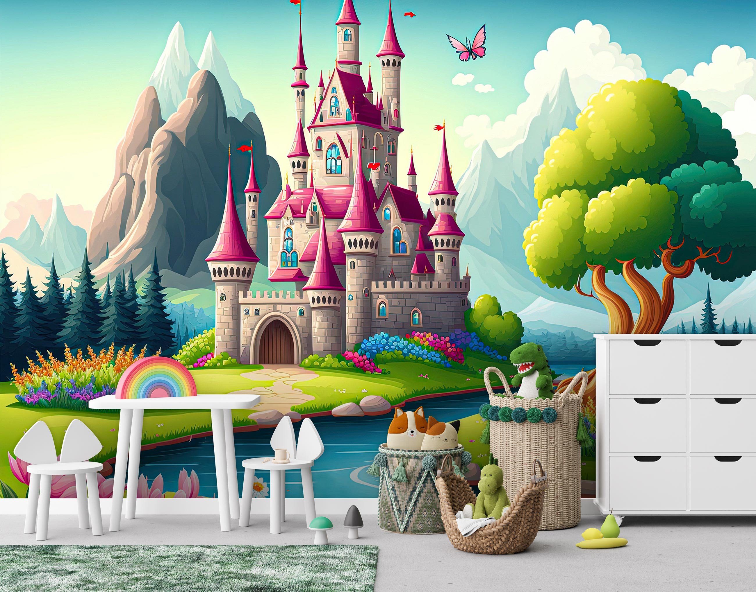 Wallarena Fototapete Kinderzimmer Mädchen Märchenschloss Vlies Tapete Vlies günstig online kaufen