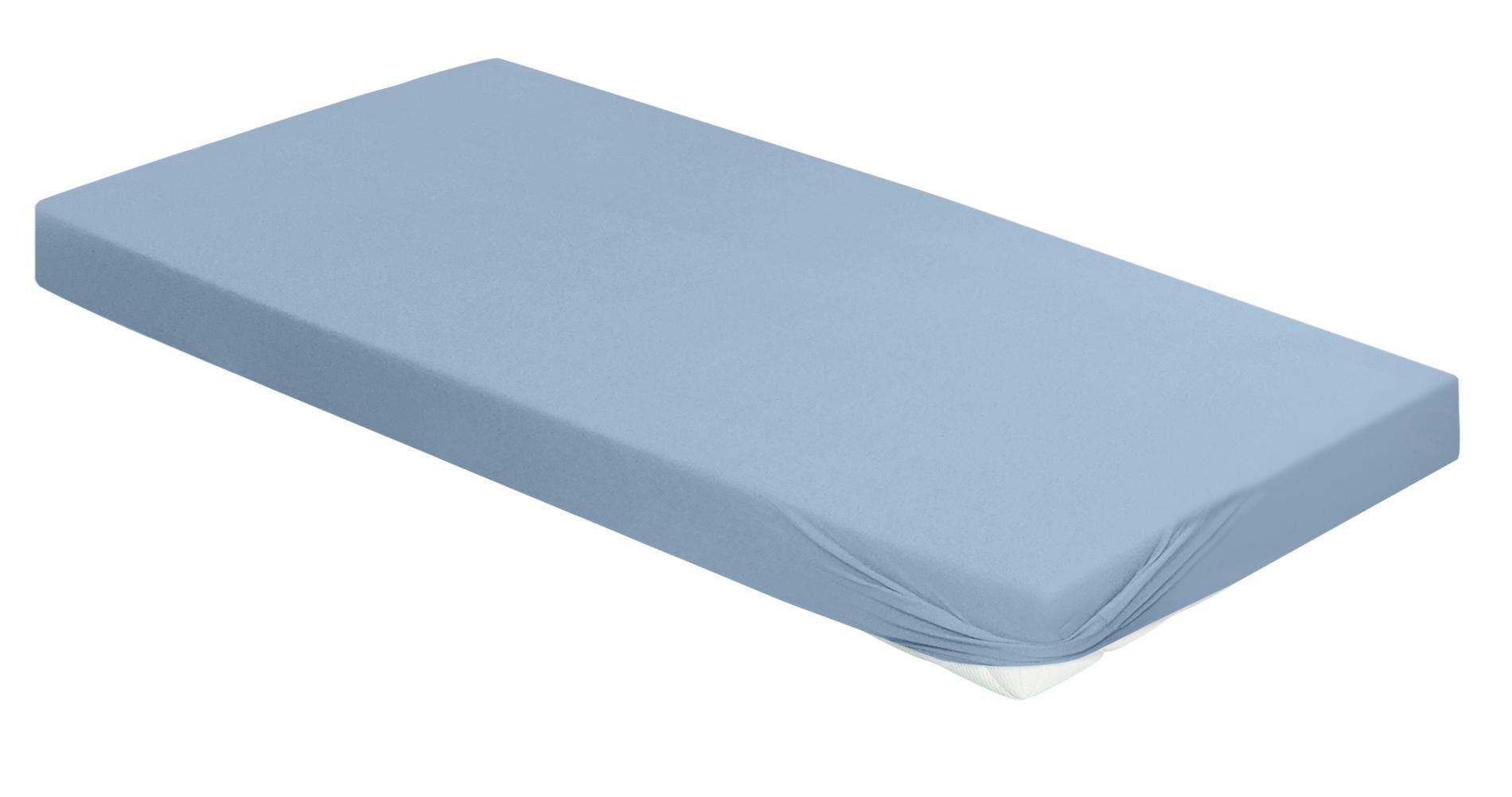 Irisette Spannbettlaken Kuschel-Jersey Spannbetttuch Vesuv 0012 190 x 200 cm blau, Baumwolle, Gummizug: Rundum, (1 Stück), Bettlaken mit Gummizug 90x200 140x200 180x200 Spannbettlaken Spanner