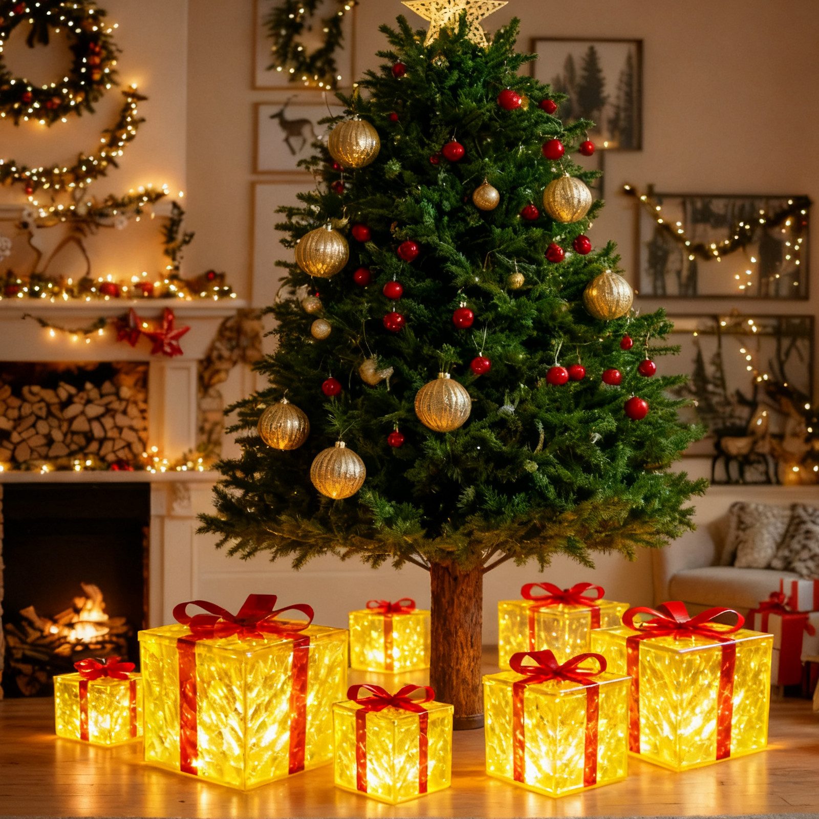 Nettlife LED Dekolicht Weihnachtsdeko LED Geschenkbox mit 8 Lichtmodi Fernbedienung, für Familie Freunde Kollegen oder Partner–exquisite Verpackung