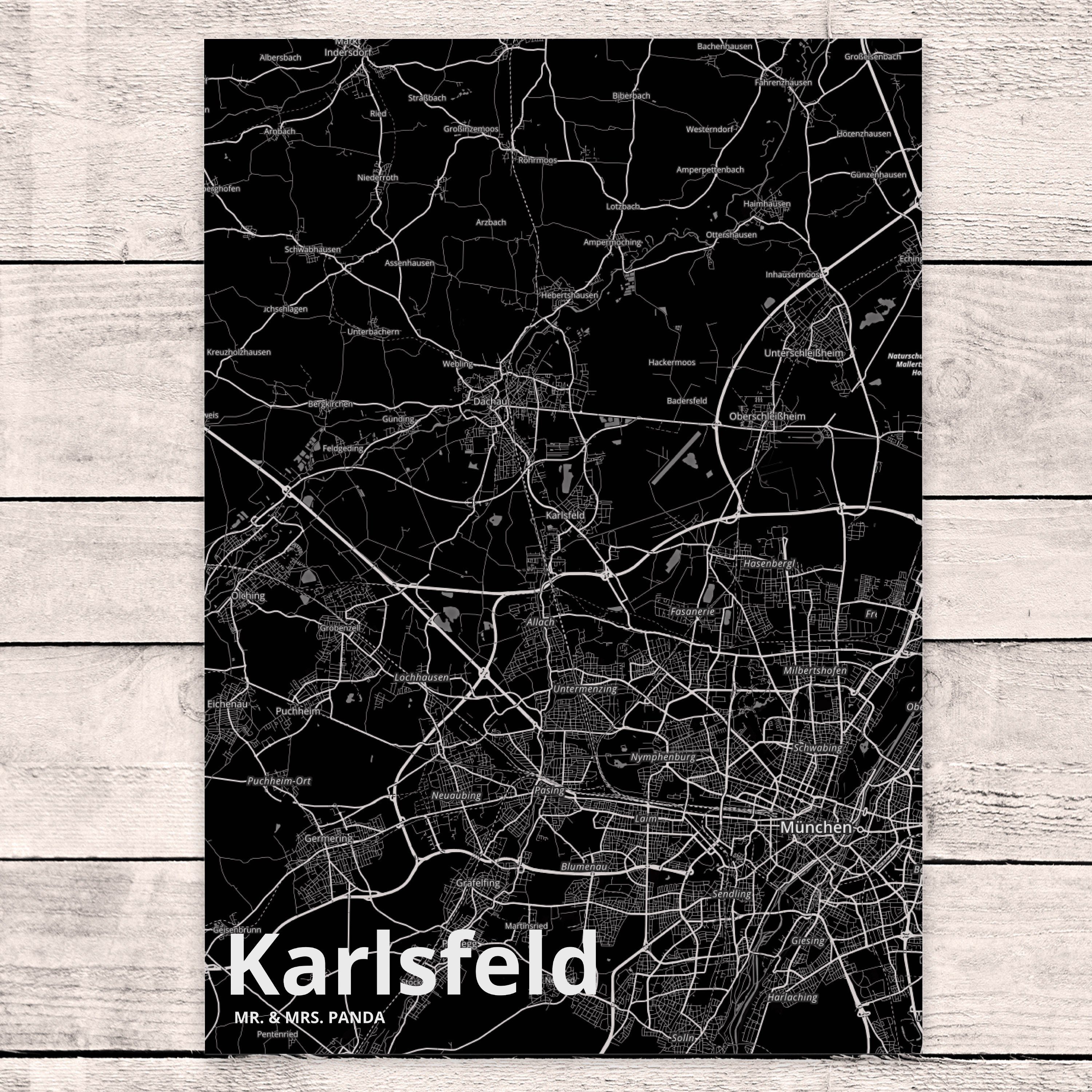 Mr. & Mrs. Panda Postkarte Karte Map Geschenk, Sta - Karlsfeld Landkarte Stadt Dankeskarte, Dorf