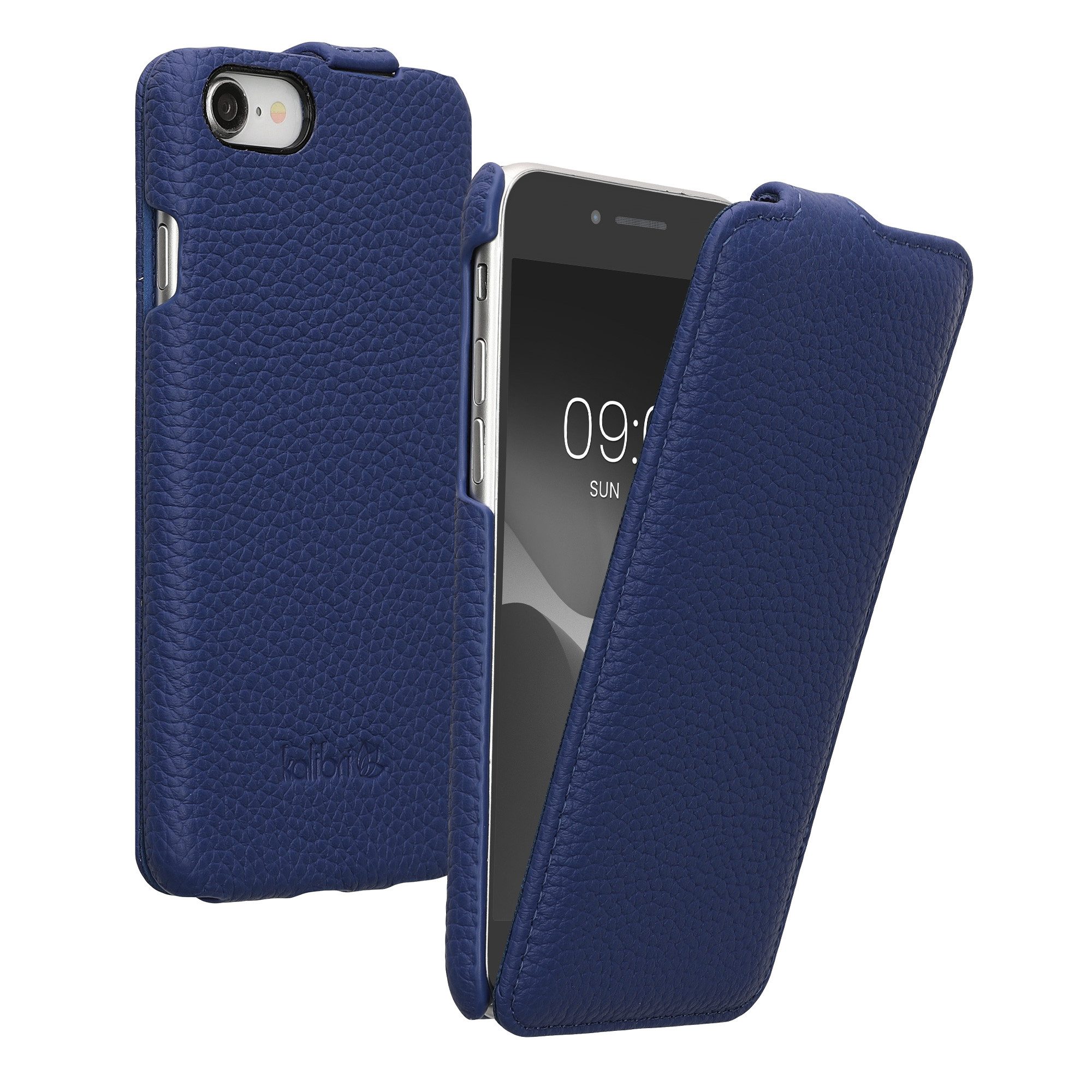 kalibri Etui Flip-Hülle Ultra Slim Tasche für Apple iPhone SE / 8 / 7, Leder Schutzhülle Case