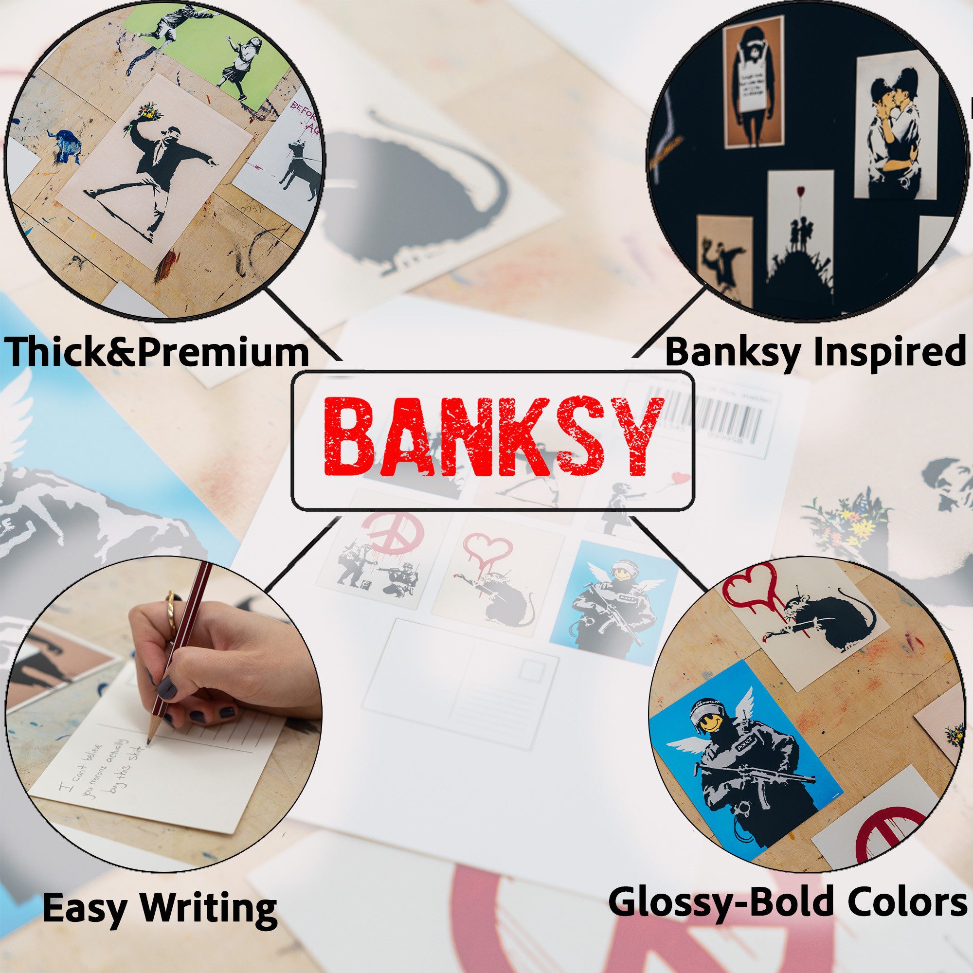 AvantgART Postkarte Banksy Premium Postkarten 6er/18er Set mit berühmten StreetArt Motiven