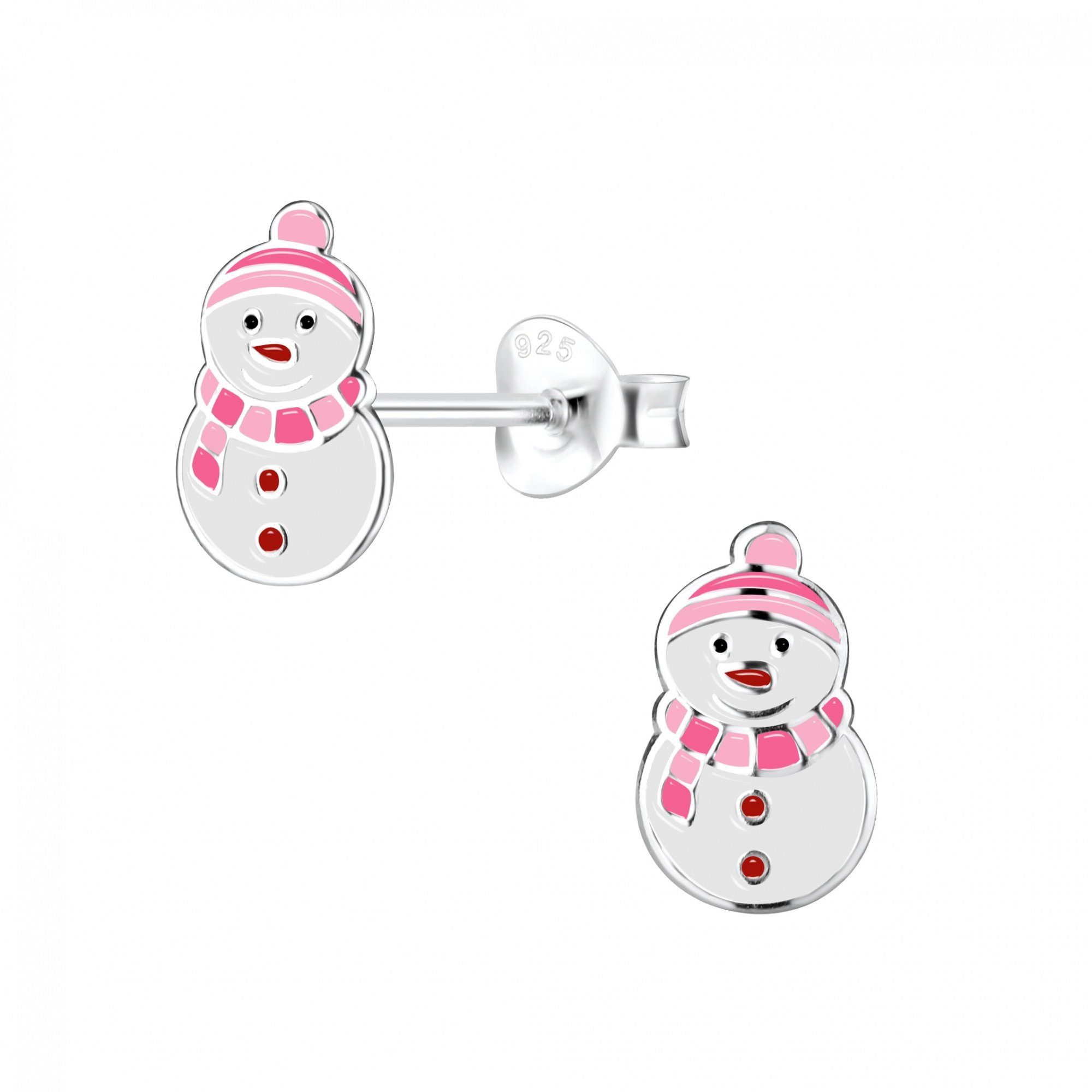 ALEXANDER YORK Paar Ohrstecker SCHNEEMANN rosa, 2-tlg., 925 Sterling Silber