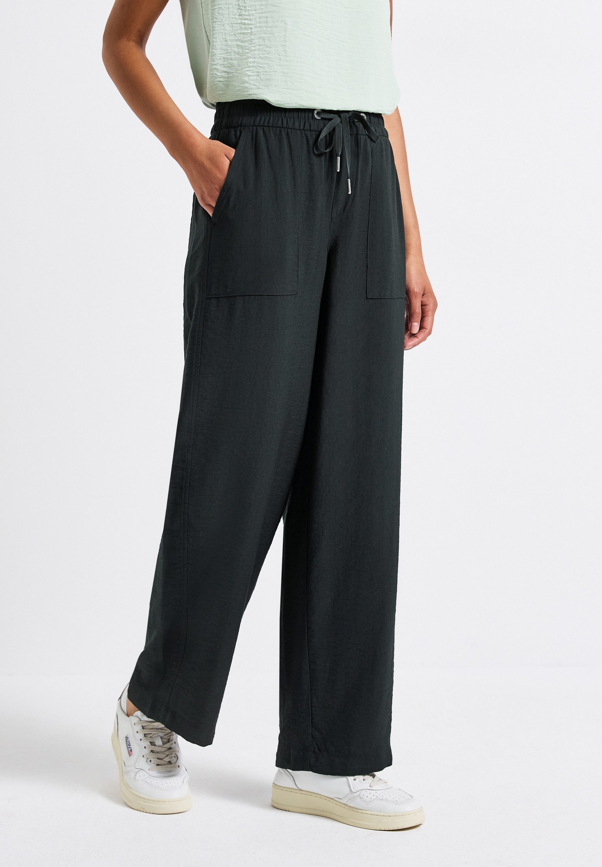 STREET ONE Stoffhose Sommerhose weites Bein, mit Kordelzug und elastischem günstig online kaufen