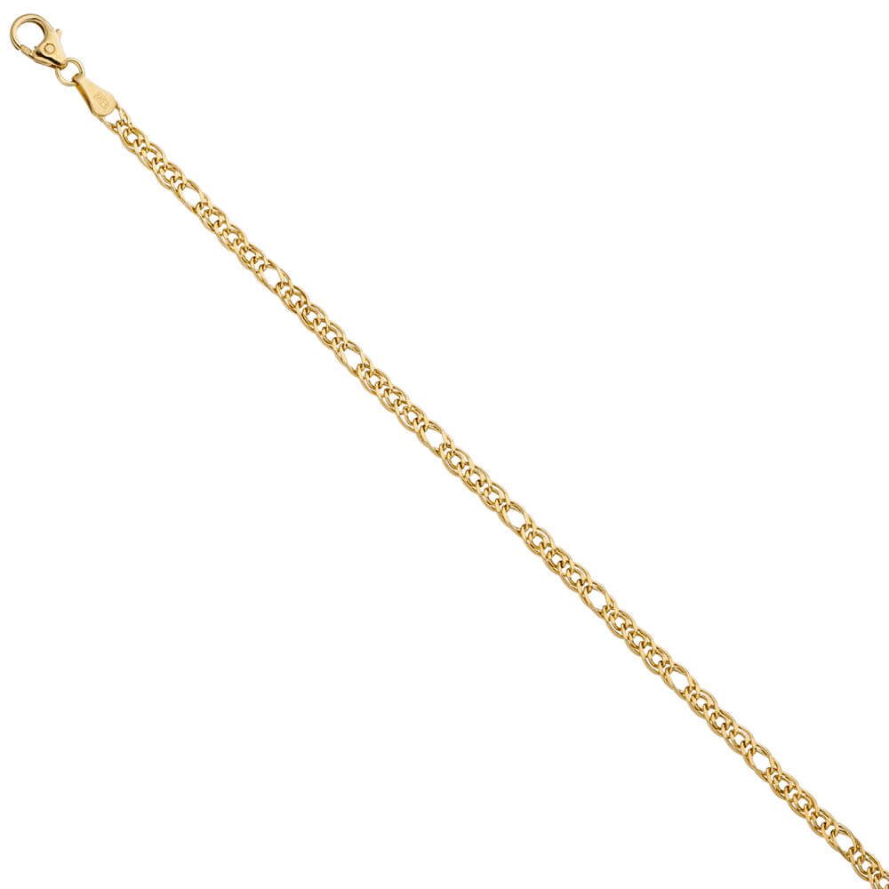 Schmuck Krone Goldarmband 3mm Zwillings-Panzerarmband aus 585 Gelbgold, 19cm, Gold 585 – Bild 4 von 4